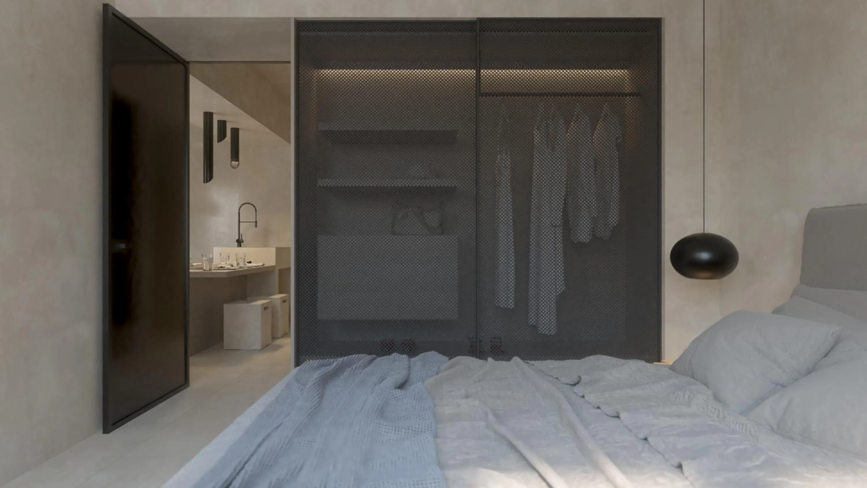 Bed in Akrogiali Beach Hotel Apartments