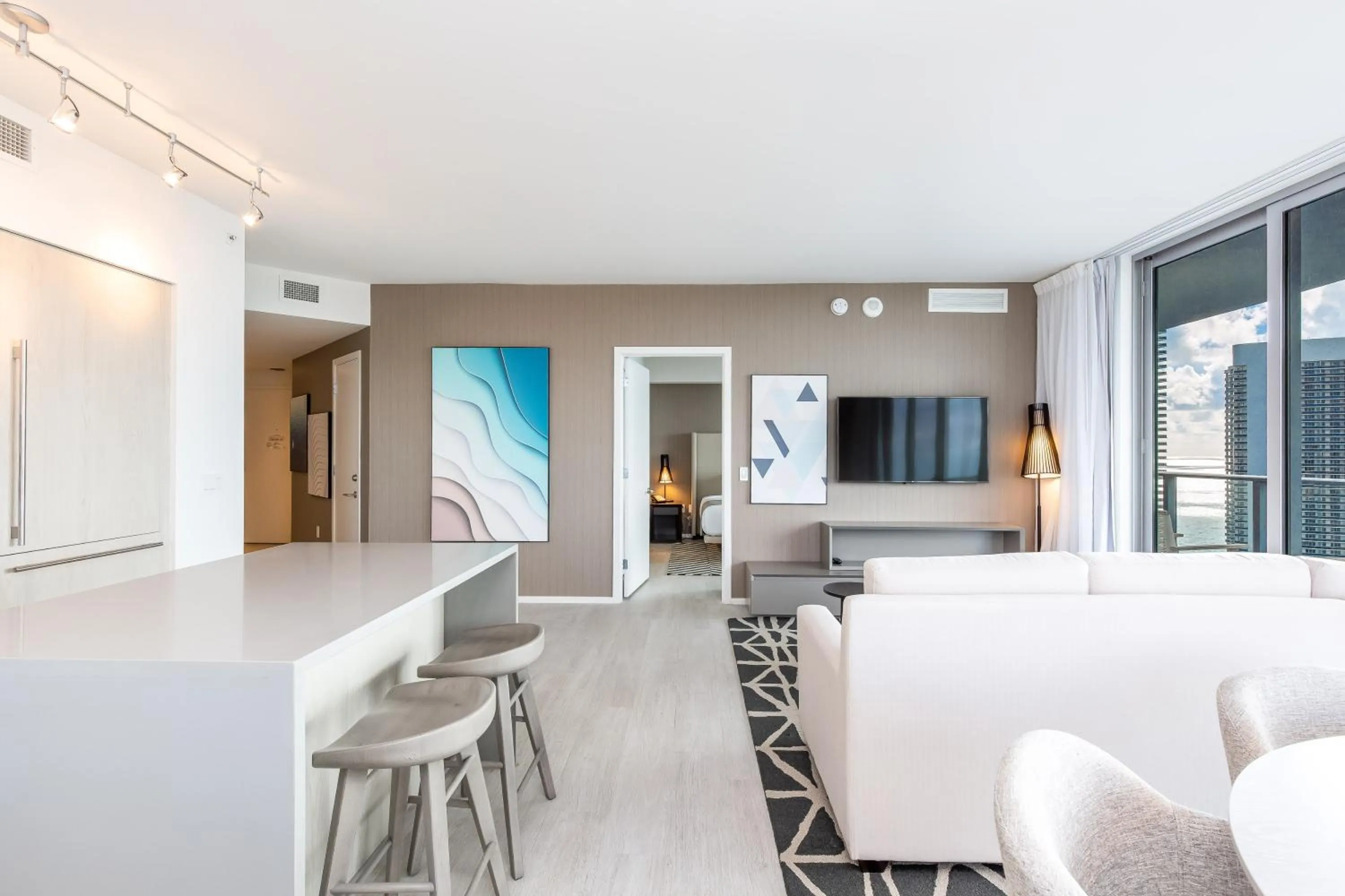 Living room in Private Ocean Condos at Hyde Beach Resort & Residences