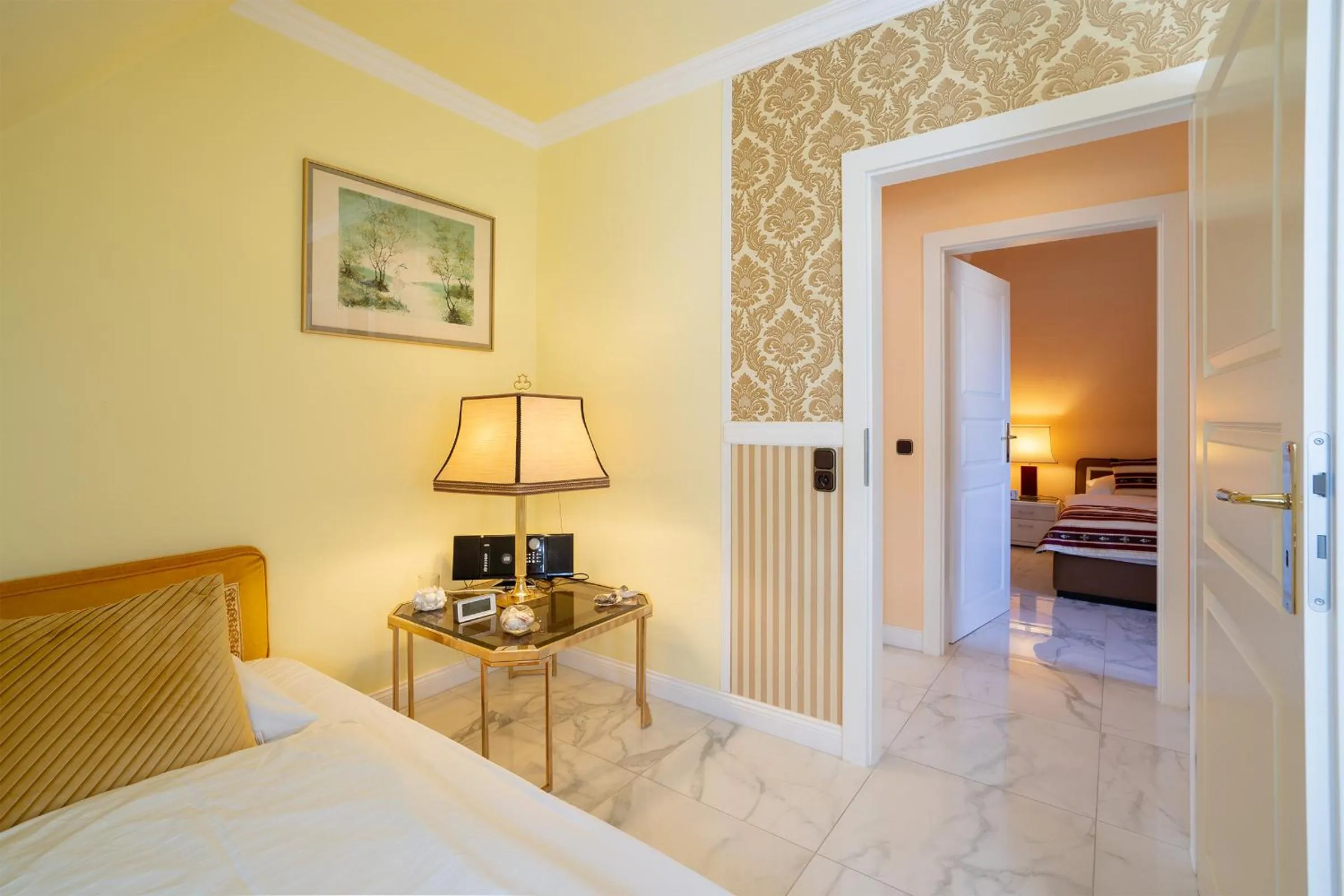 Bed in Ferienwohnung Goldene Perle
