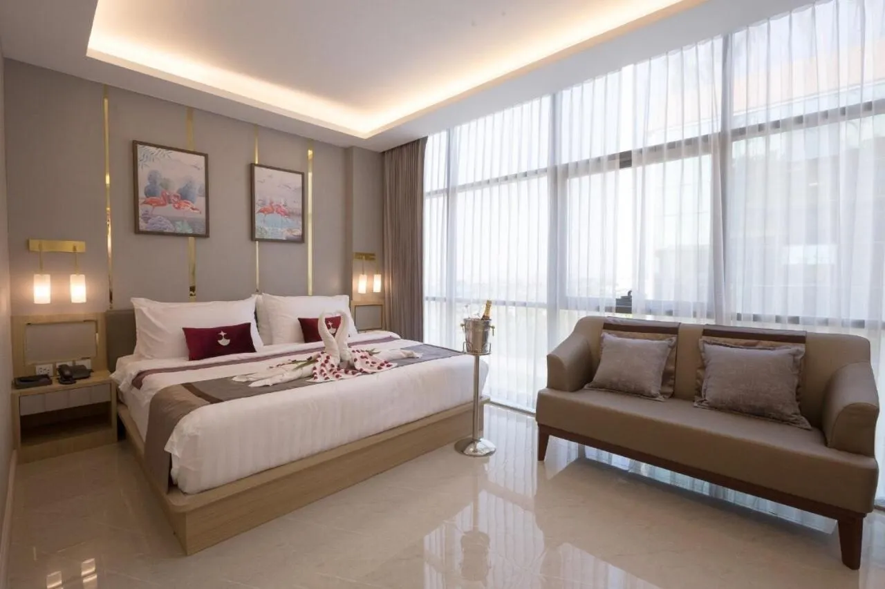 Bed in Elegant Airport Hotel