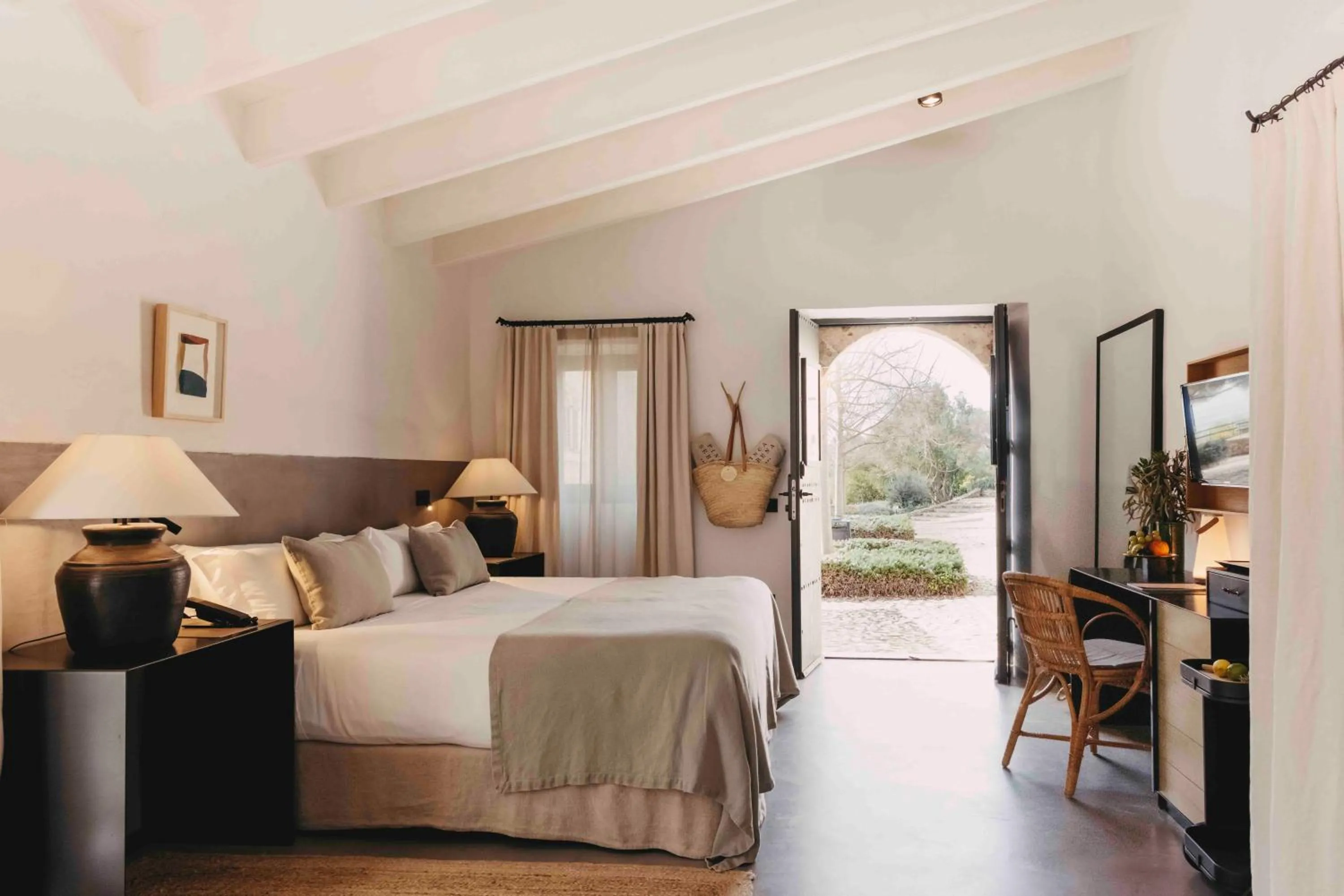Bedroom, Bed in Finca Serena Mallorca, Small Luxury Hotels