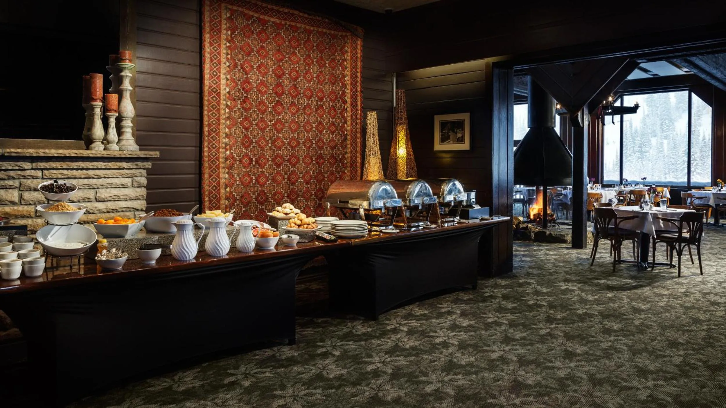 Buffet breakfast in Alta's Rustler Lodge