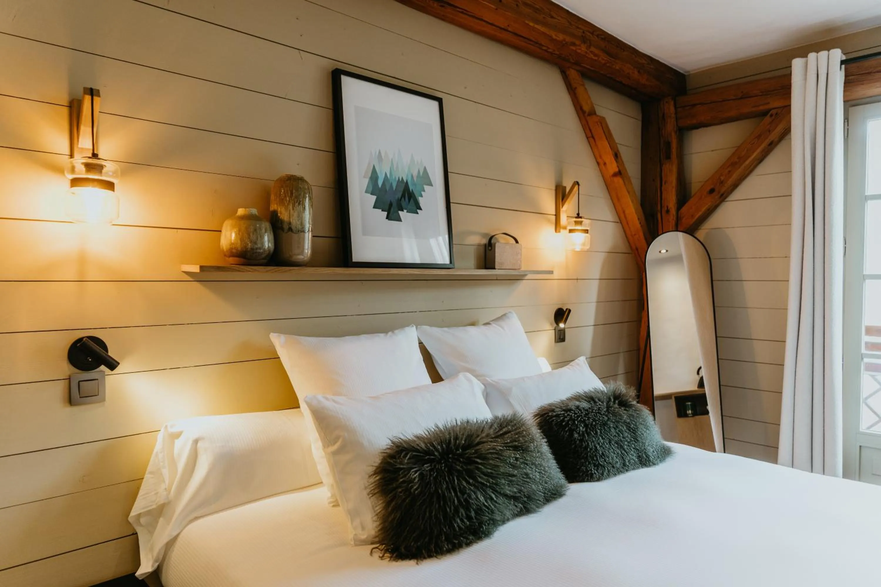 Bed in Hôtel Restaurant La Ferme de Cupelin