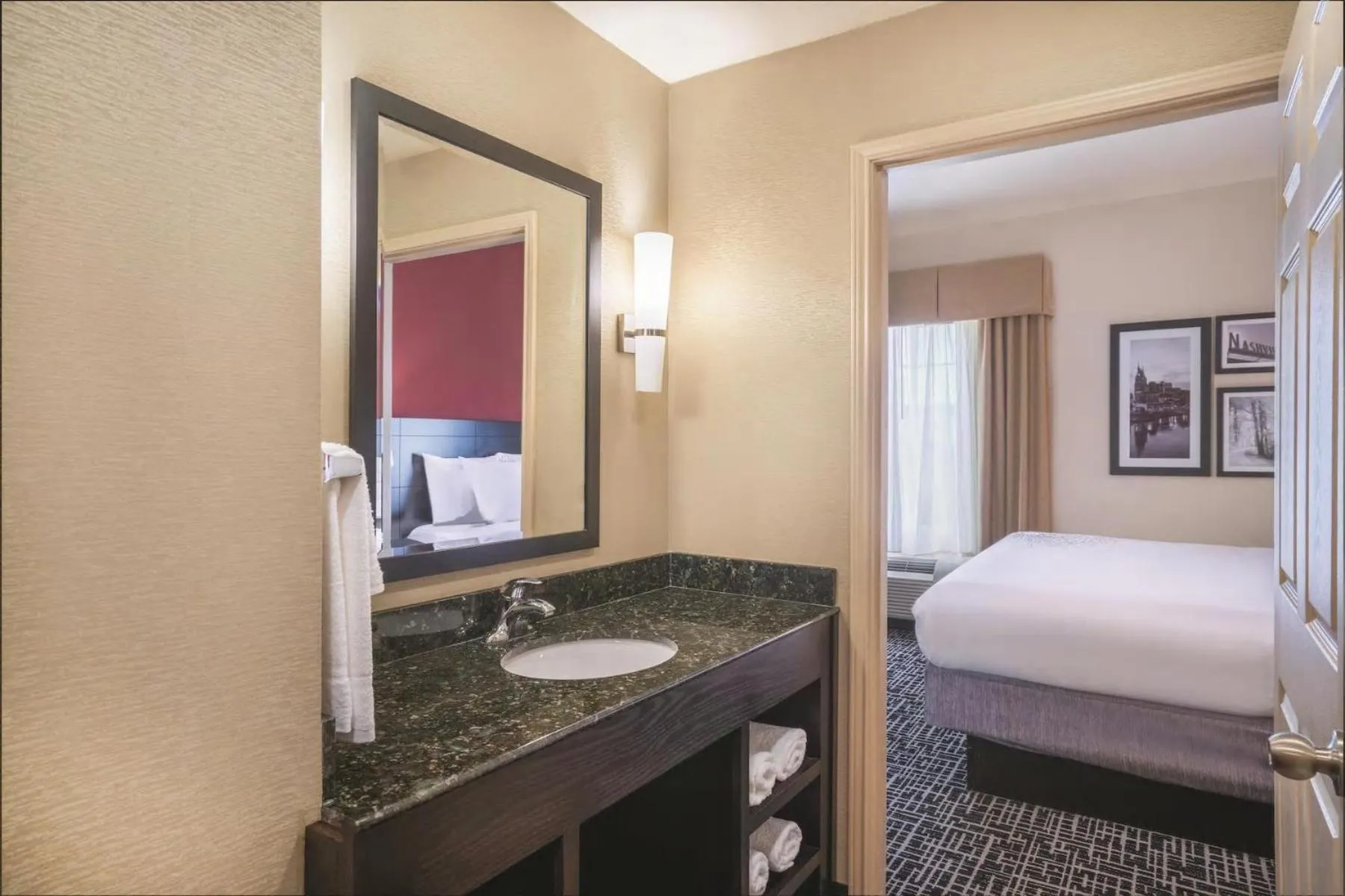 Bathroom, Bed in La Quinta by Wyndham Smyrna TN - Nashville