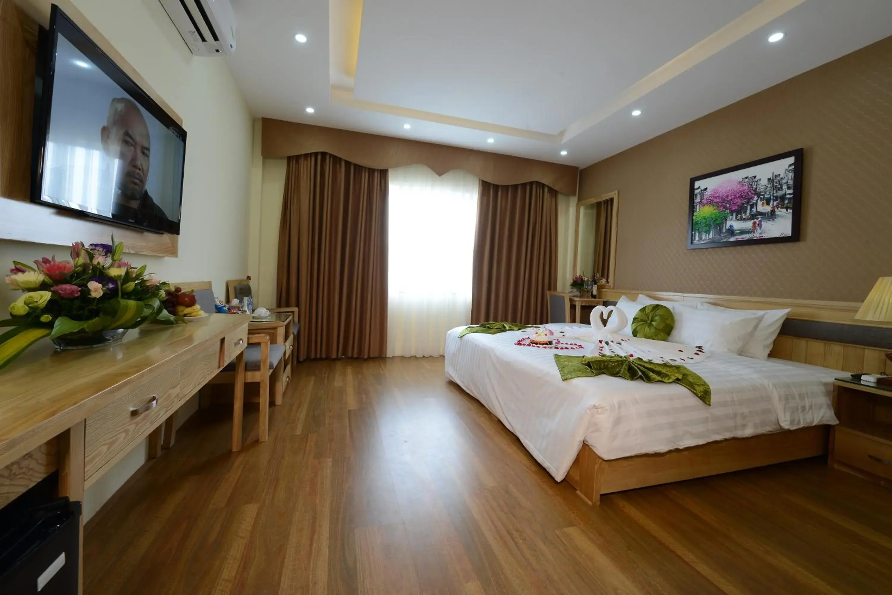 Decorative detail, Bed in Blue Hanoi Inn Hotel Decorative detail, Bed in Blue Hanoi Inn Hotel