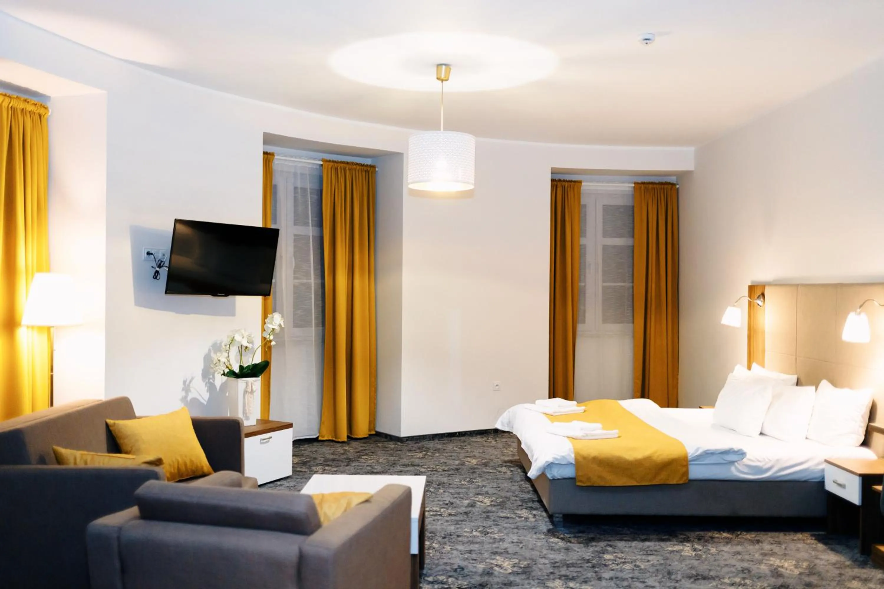 Communal lounge/ TV room, Bed in Hotel Nadodrzański Dwór - Nowa Sól