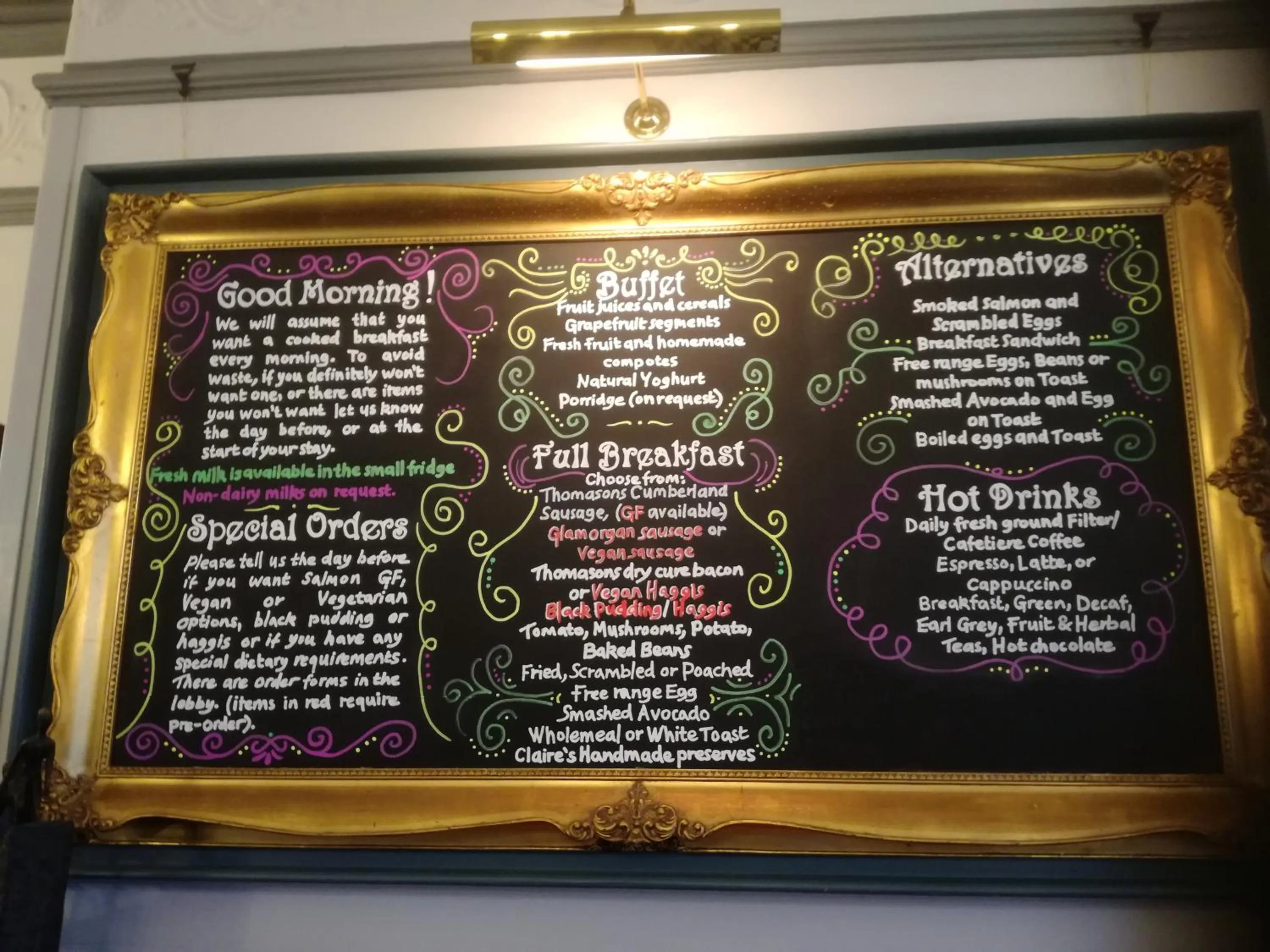 Food and drinks in Allerdale Guest House