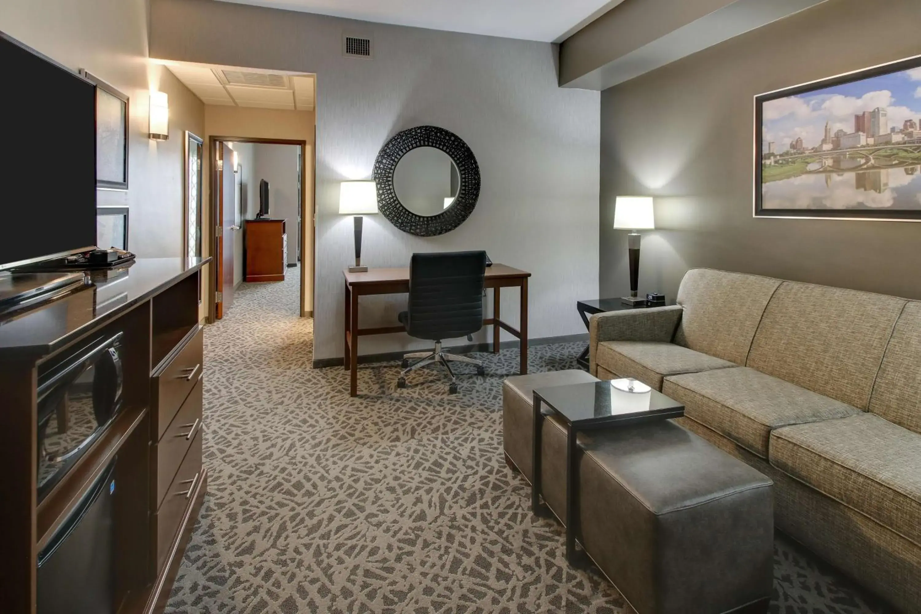 Superior Queen Suite with Sofa Bed - Hearing Accessible, Tub in Drury Inn & Suites Columbus Polaris Superior Queen Suite with Sofa Bed - Hearing Accessible, Tub in Drury Inn & Suites Columbus Polaris