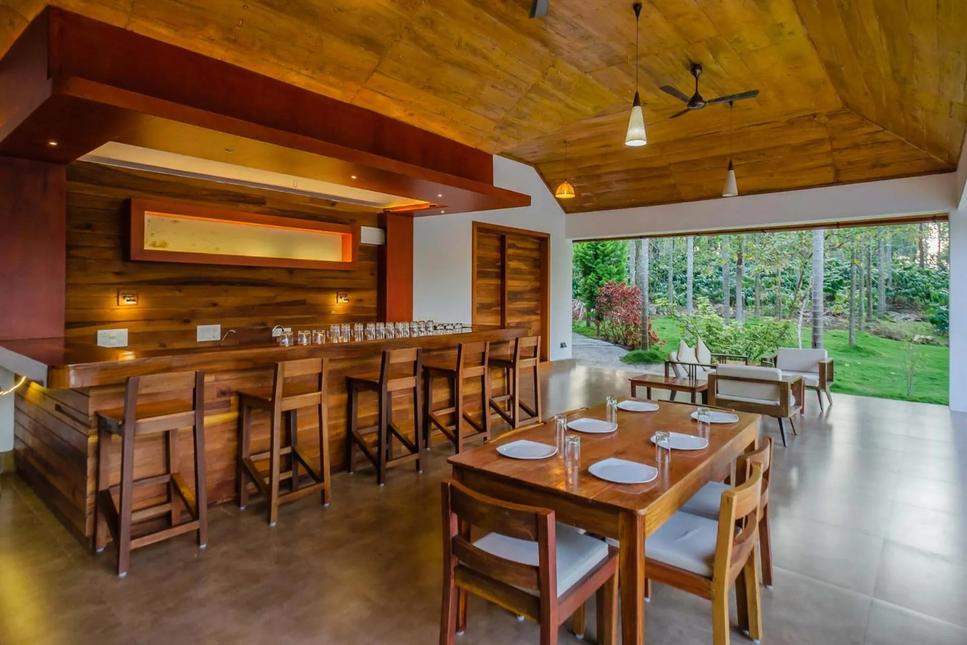 Dining area in StayVista at Tall Silver with Infinity Pool & Breakfast -2BR