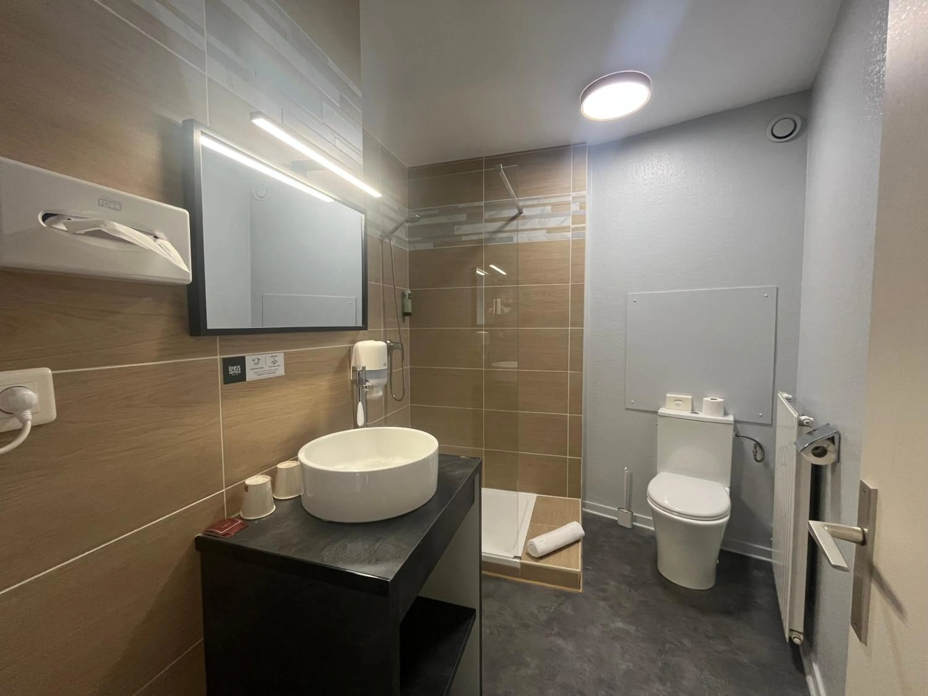 Shower in Logis Hôtel de la Bruyere