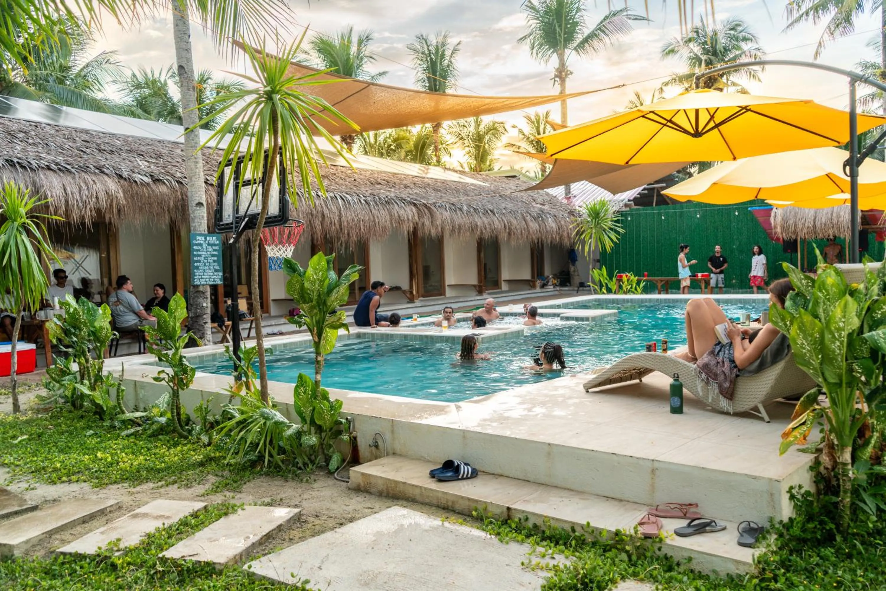 Pool view in Sunlit Hostel