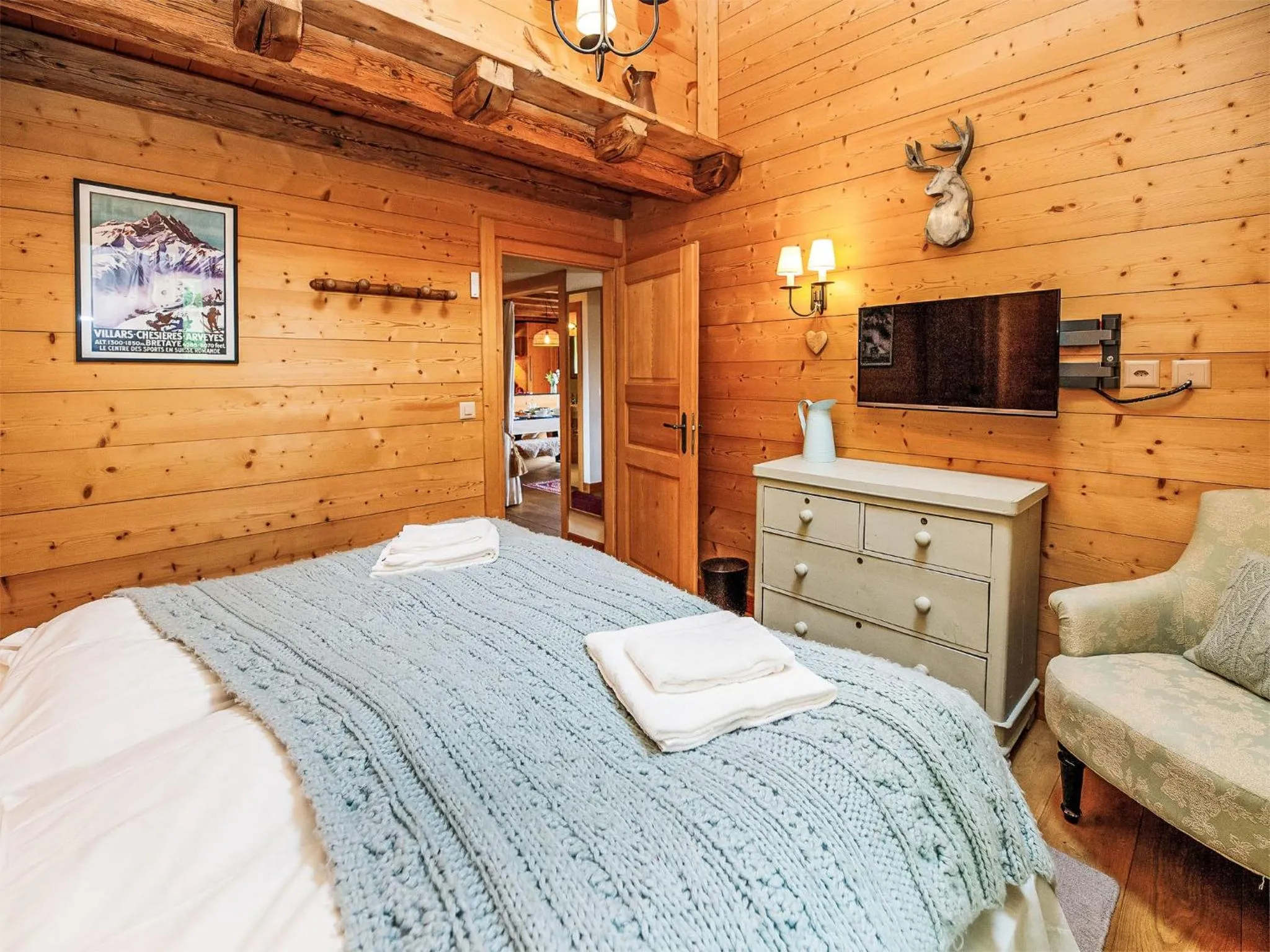 Bedroom, Bed in Chalet Saint Piran-1 by Interhome