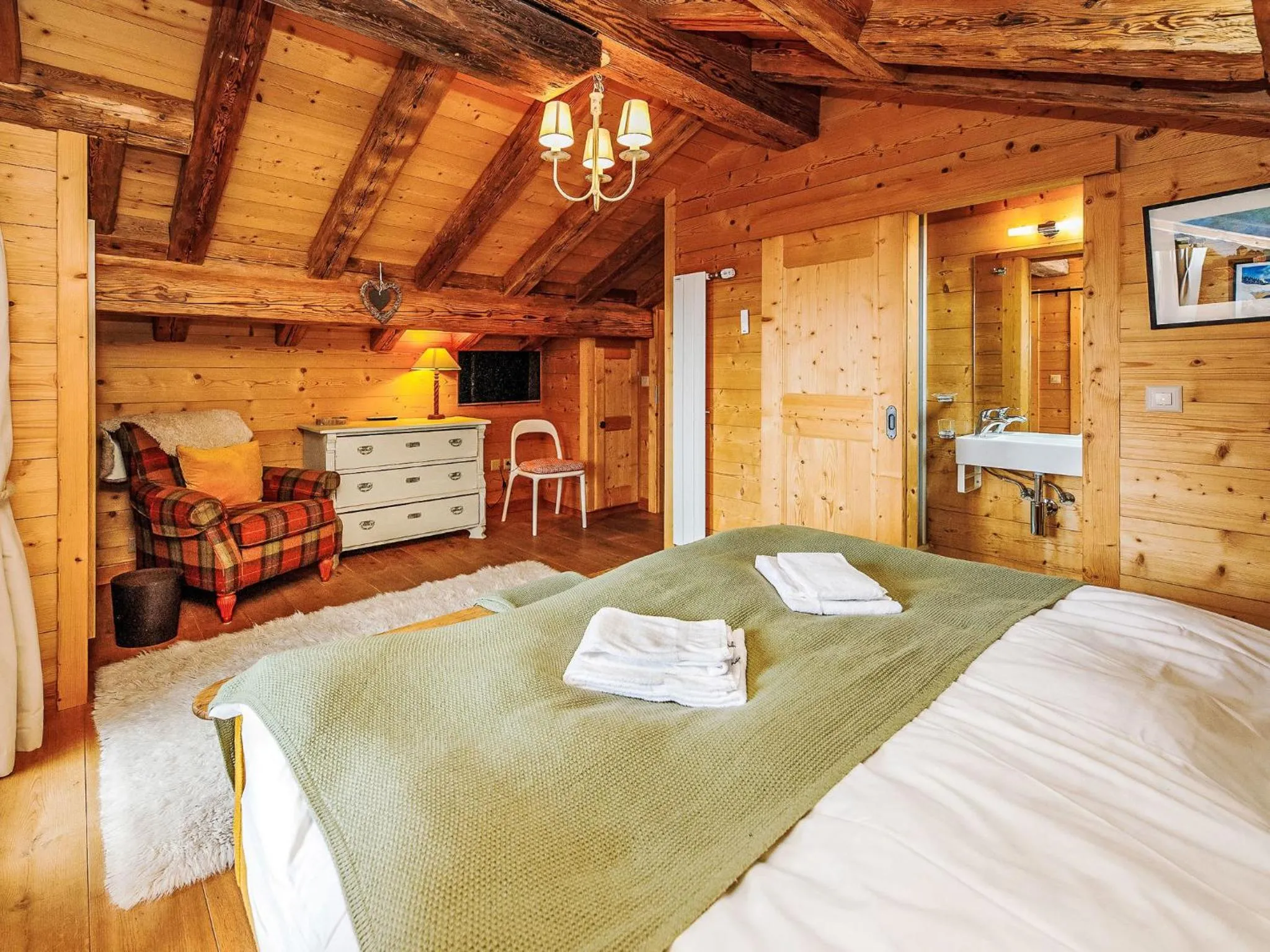 Bedroom, Bed in Chalet Saint Piran-1 by Interhome