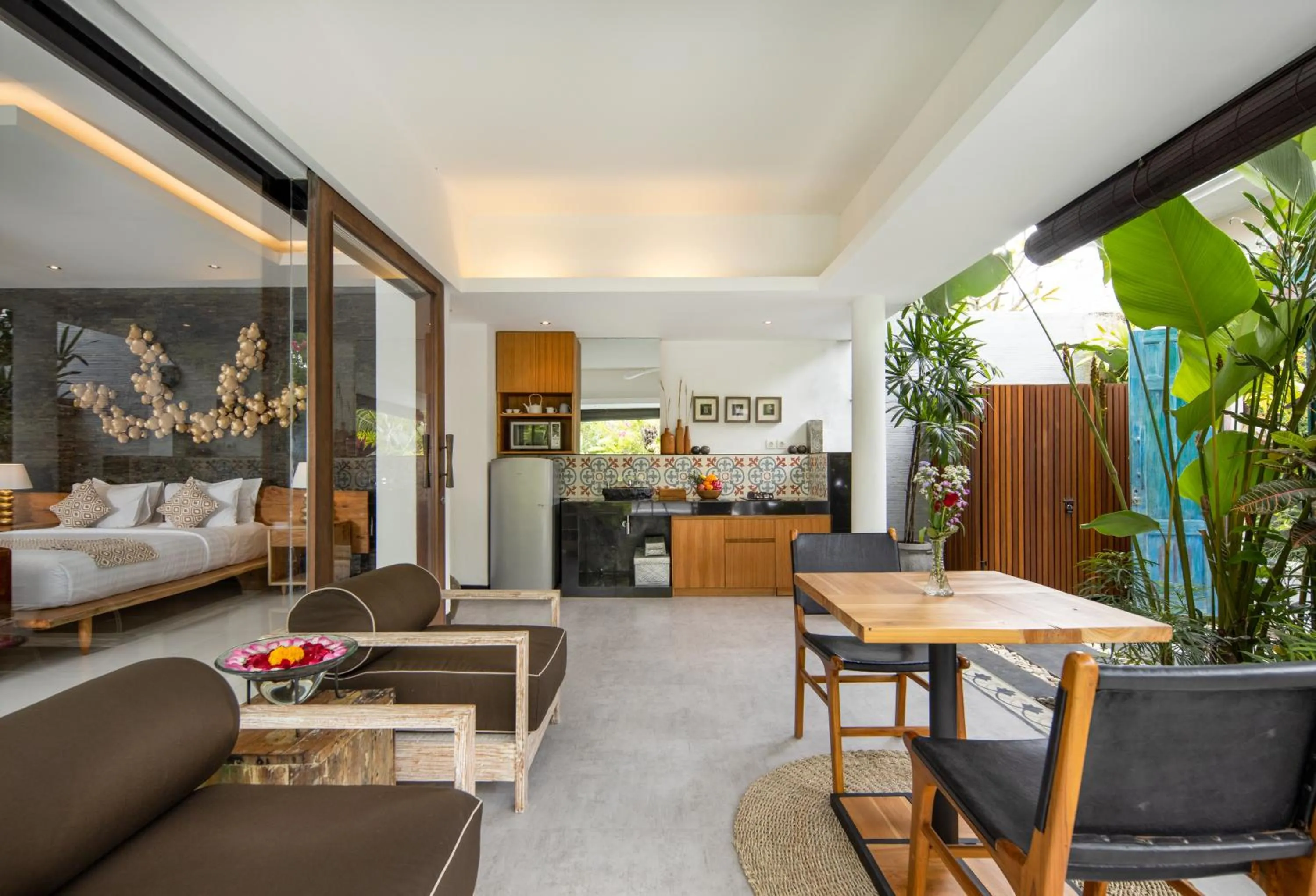 Kitchen or kitchenette, Bed in Canggu Villa by Sanga Sanga Hospitality