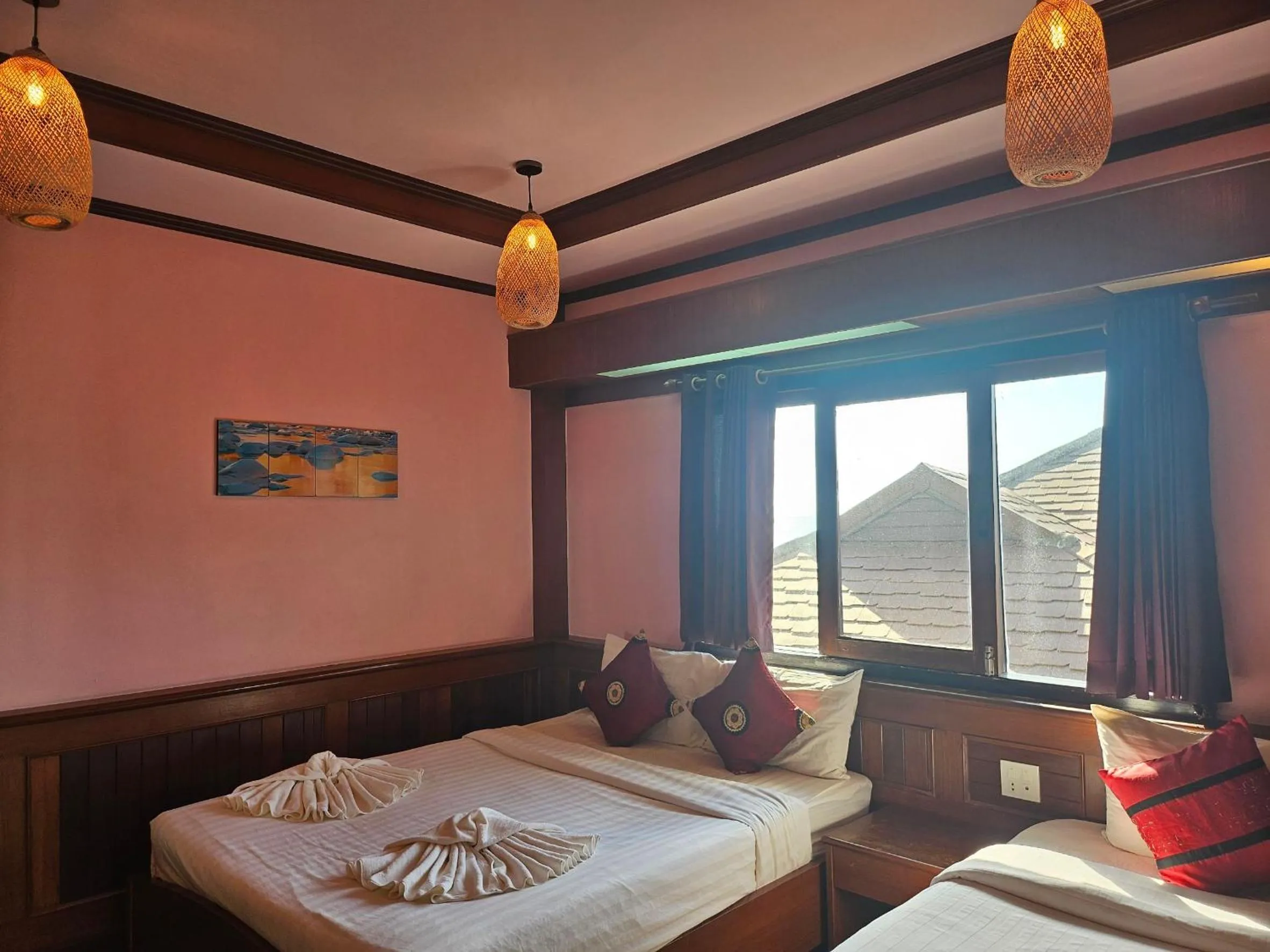 Bed in Rin Beach Resort