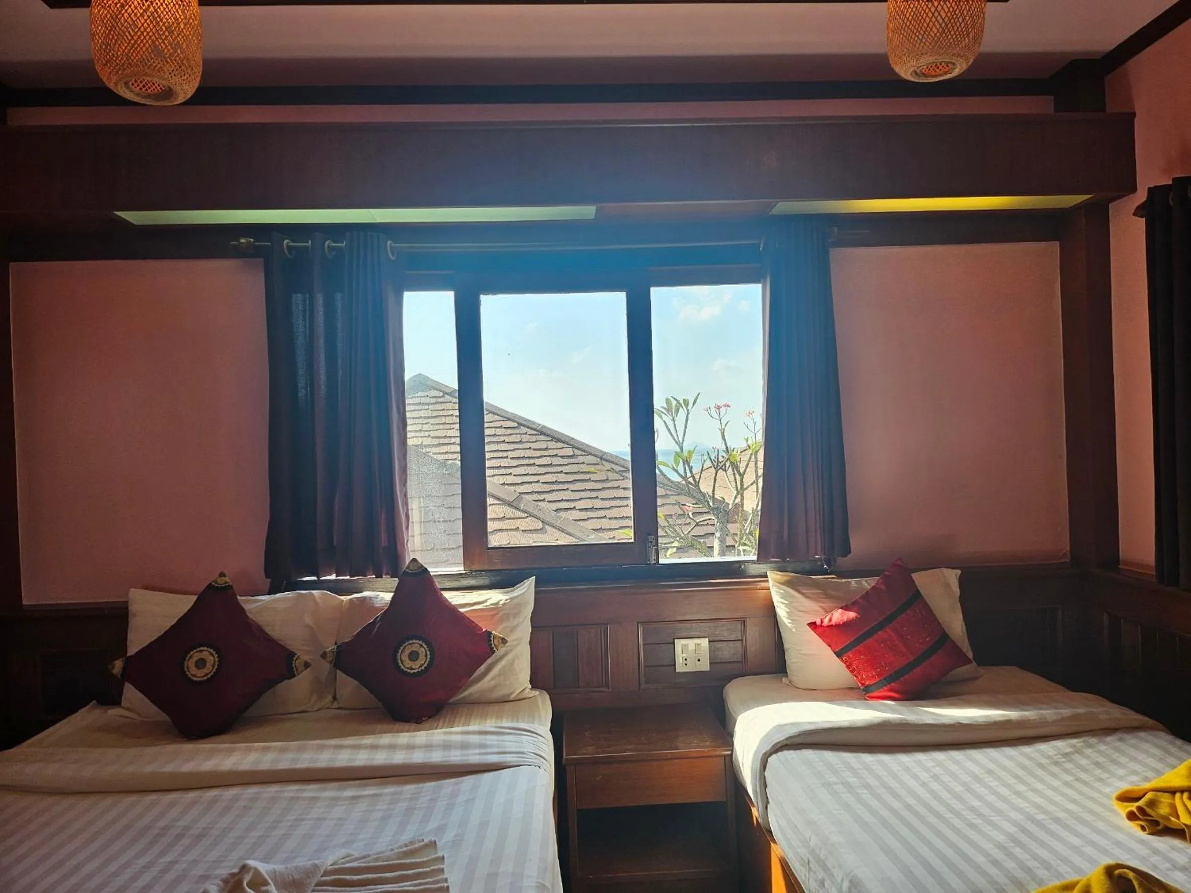 Bed in Rin Beach Resort