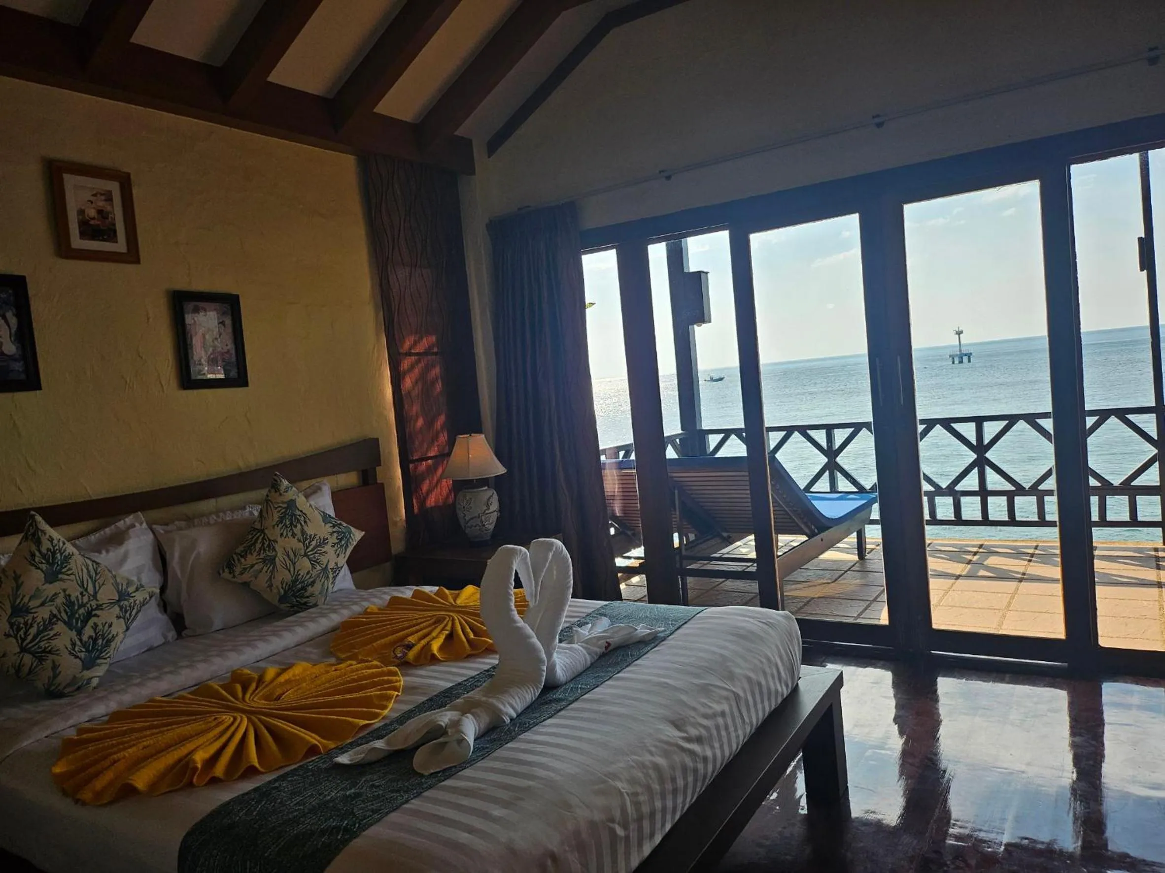 Bed in Rin Beach Resort