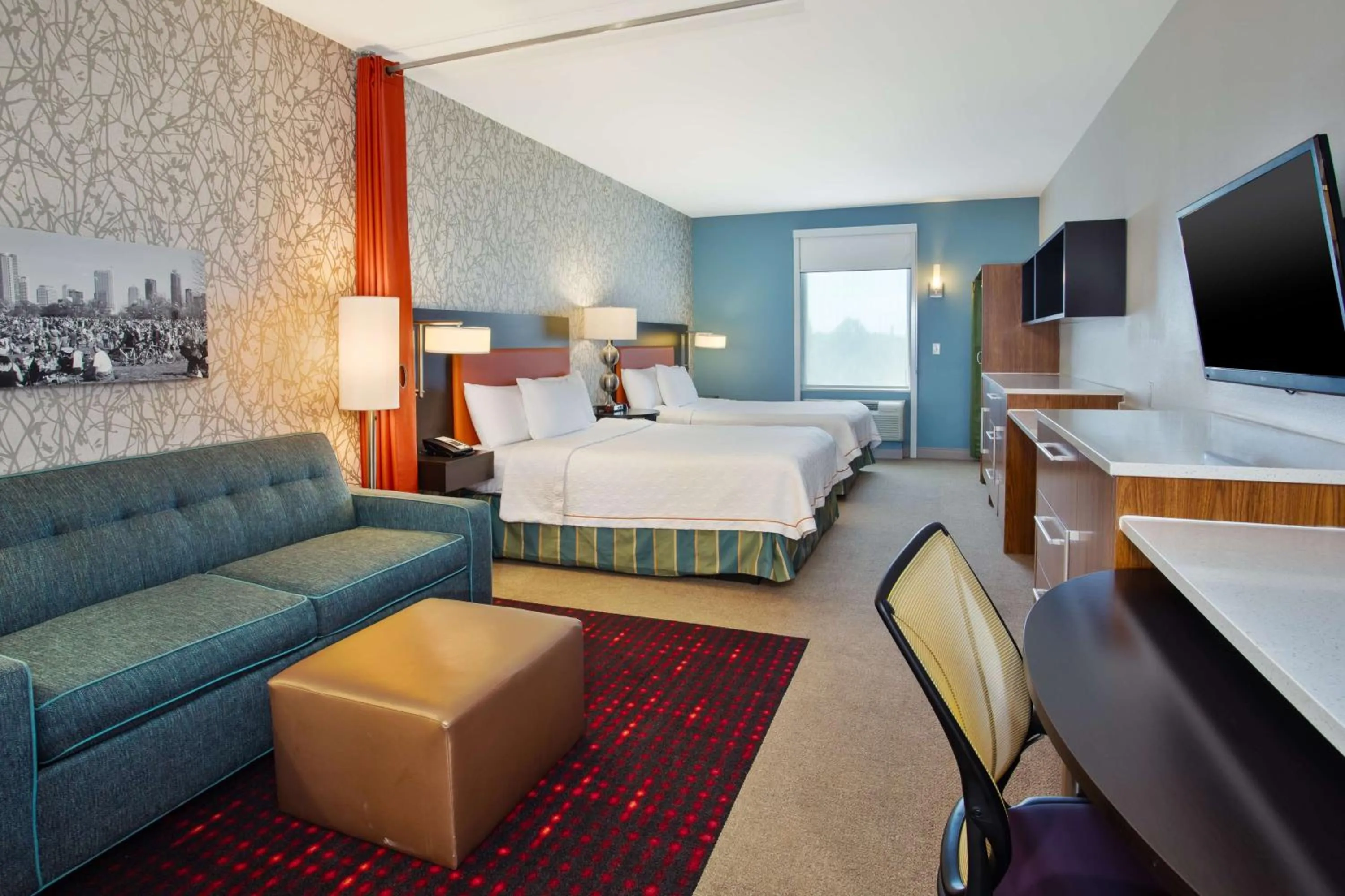 Living room, Bed in Home2 Suites by Hilton Austin/Cedar Park