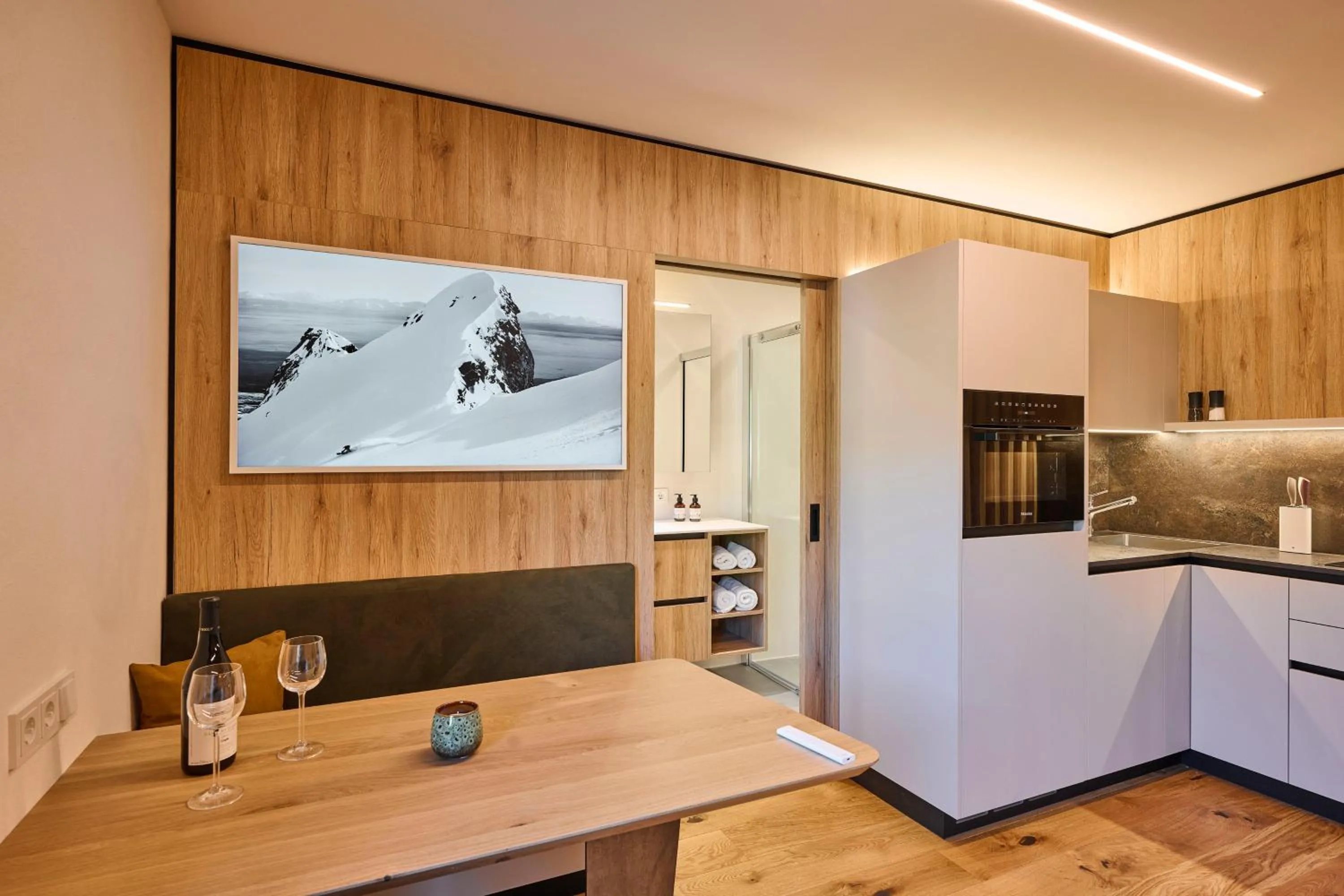 Kitchen or kitchenette in Appartements Täli