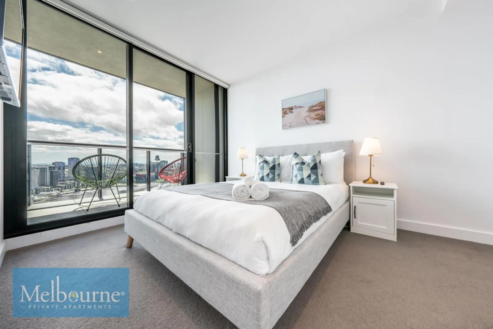 Bedroom, Bed in Melbourne Private Apartments - Collins Wharf Waterfront, Docklands