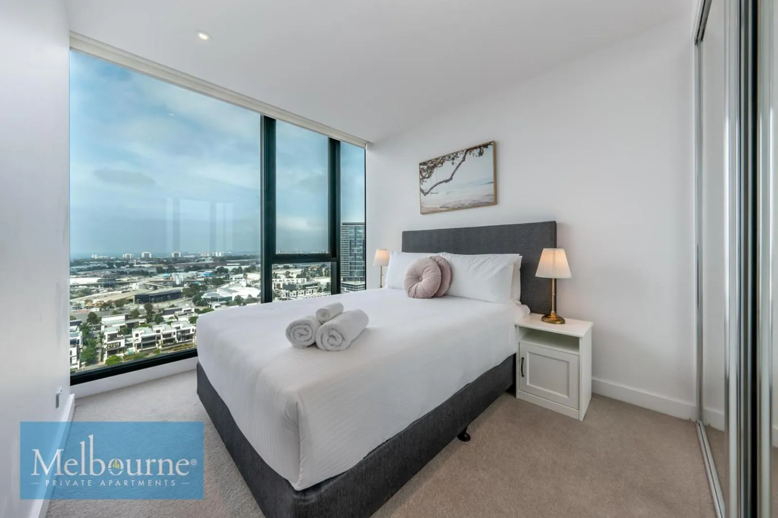 Bedroom, Bed in Melbourne Private Apartments - Collins Wharf Waterfront, Docklands
