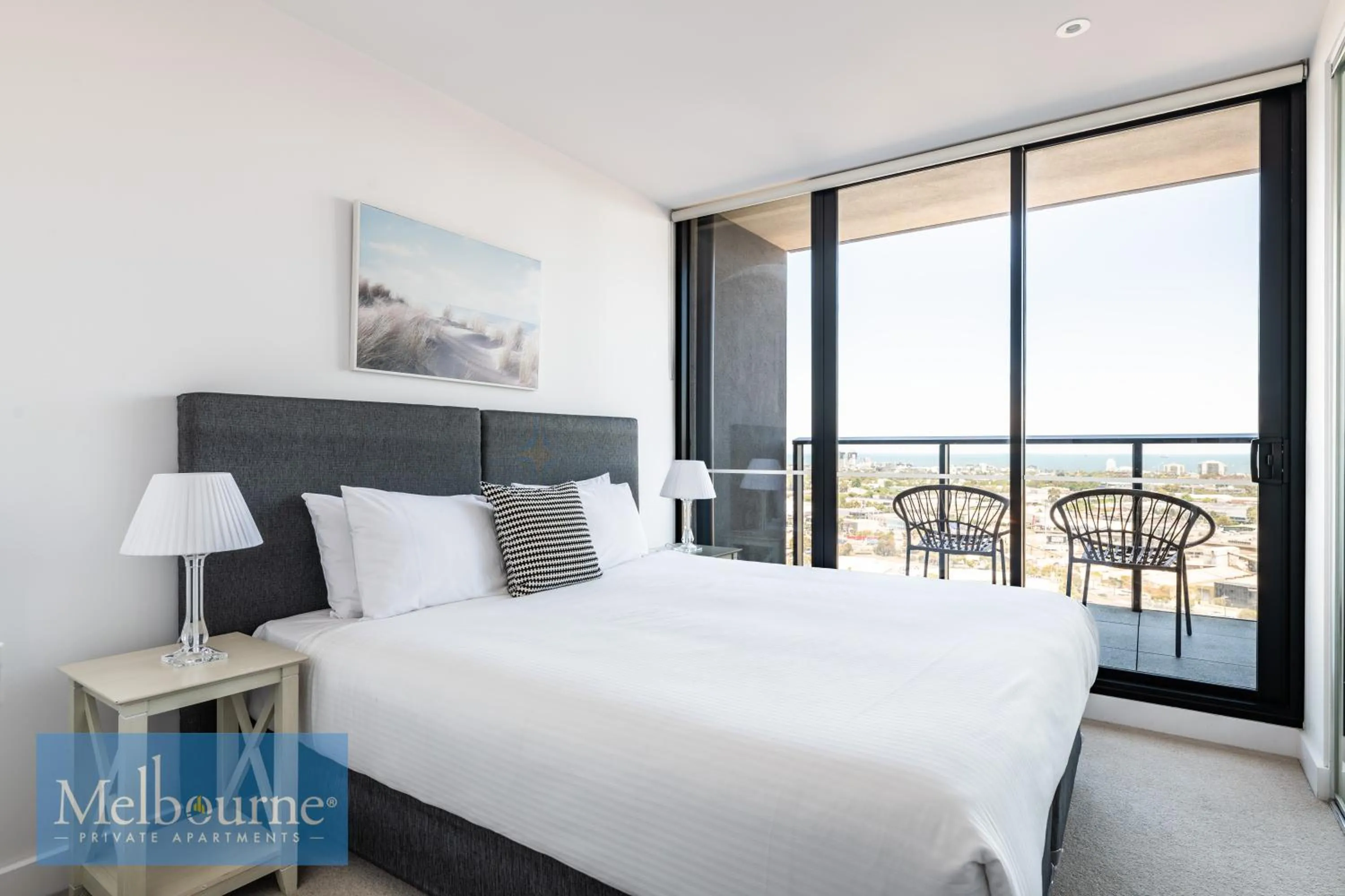 Bedroom, Bed in Melbourne Private Apartments - Collins Wharf Waterfront, Docklands