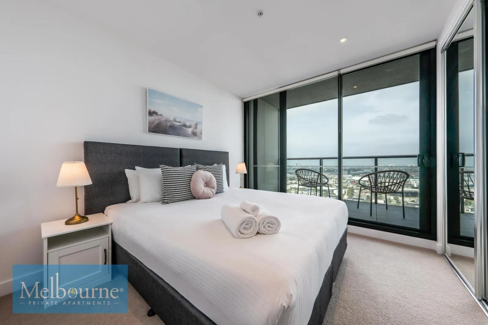 Bedroom, Bed in Melbourne Private Apartments - Collins Wharf Waterfront, Docklands