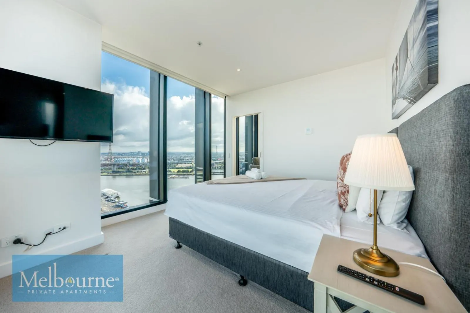 Bedroom, Bed in Melbourne Private Apartments - Collins Wharf Waterfront, Docklands