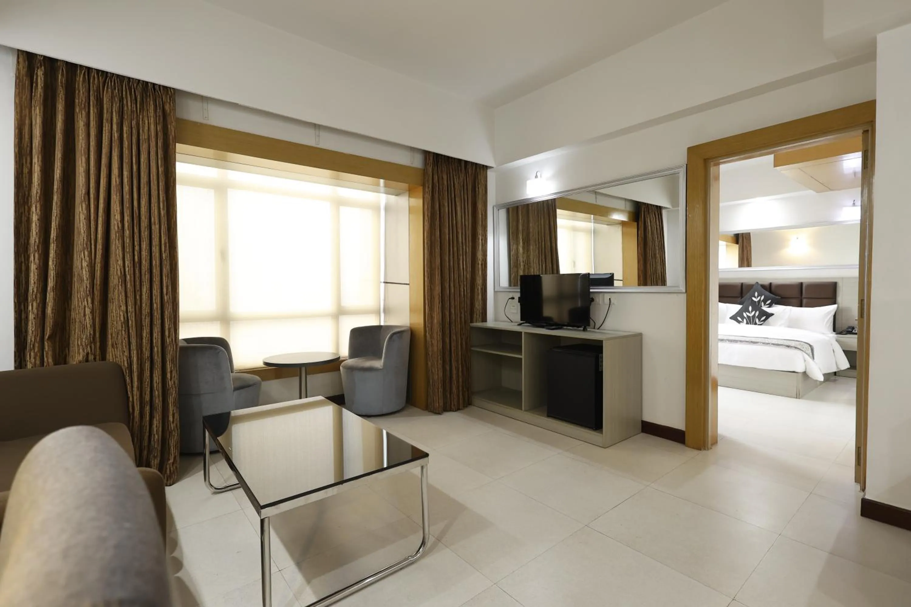 Seating area in Aristocrat Hotel, New Town, Kolkata