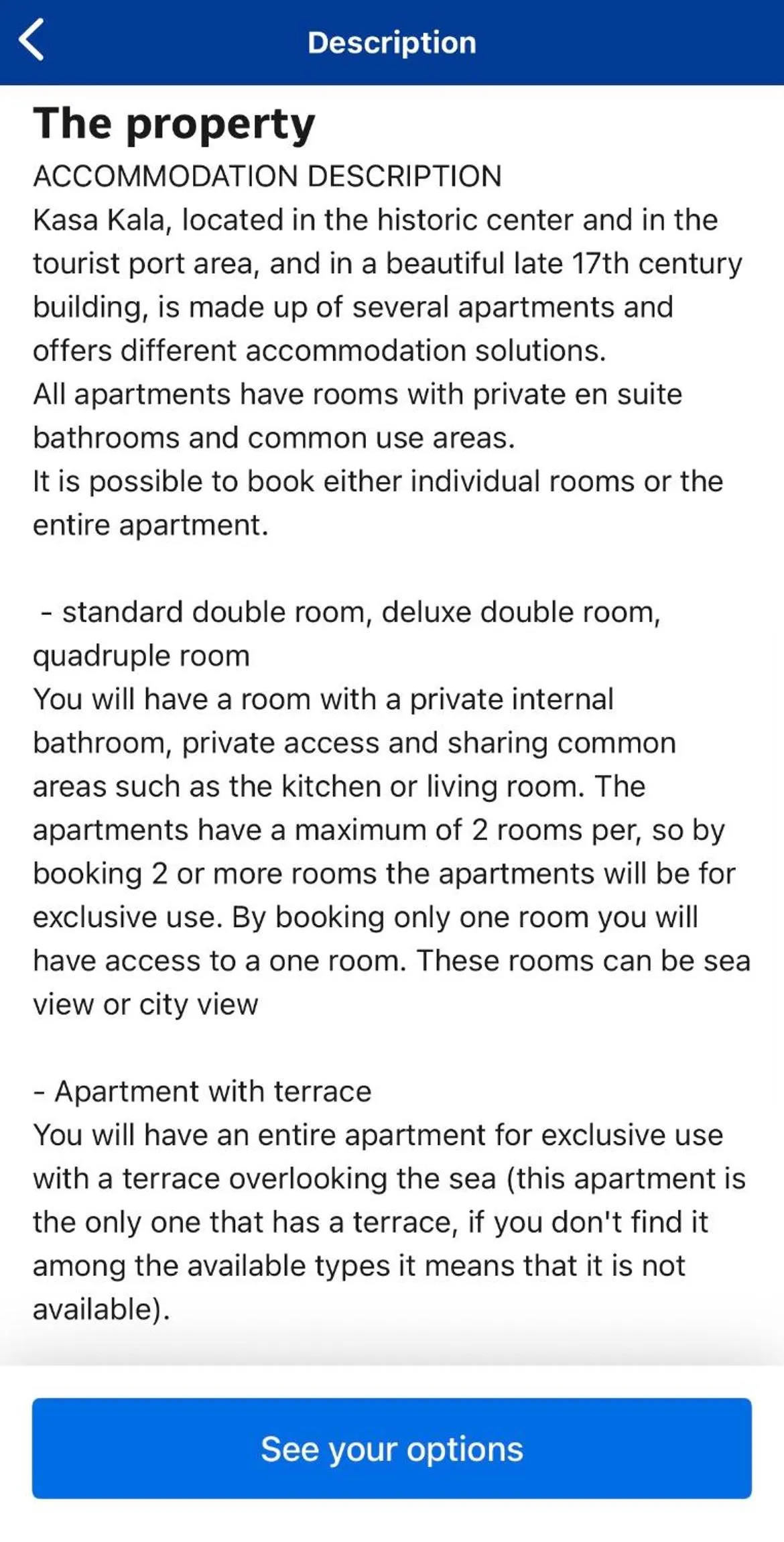 Text overlay in Kasa Kala Rooms & Apartments