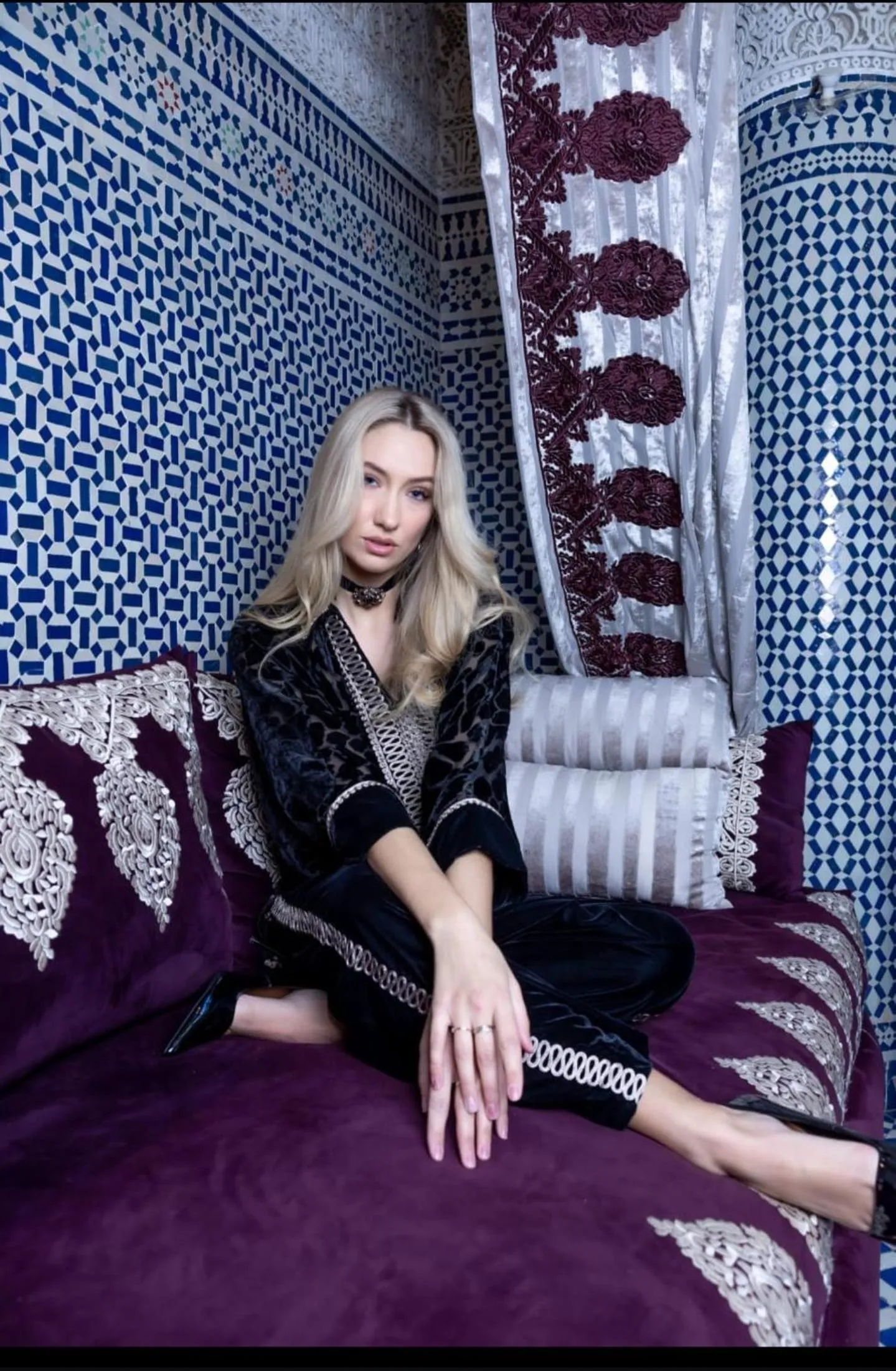 Bed in Riad Fes Nass Zmane