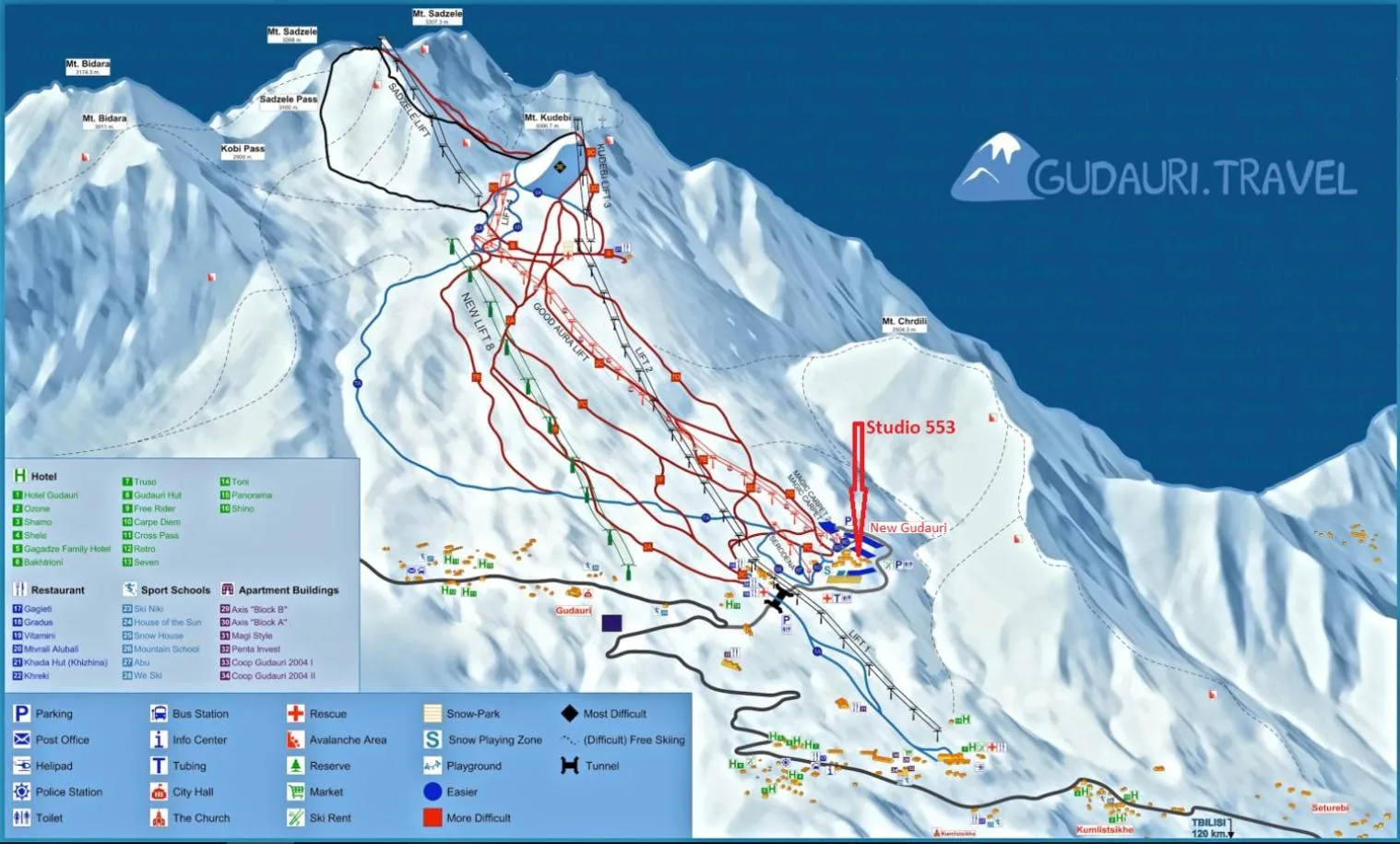 Skiing in New Gudauri Loft II studio 553