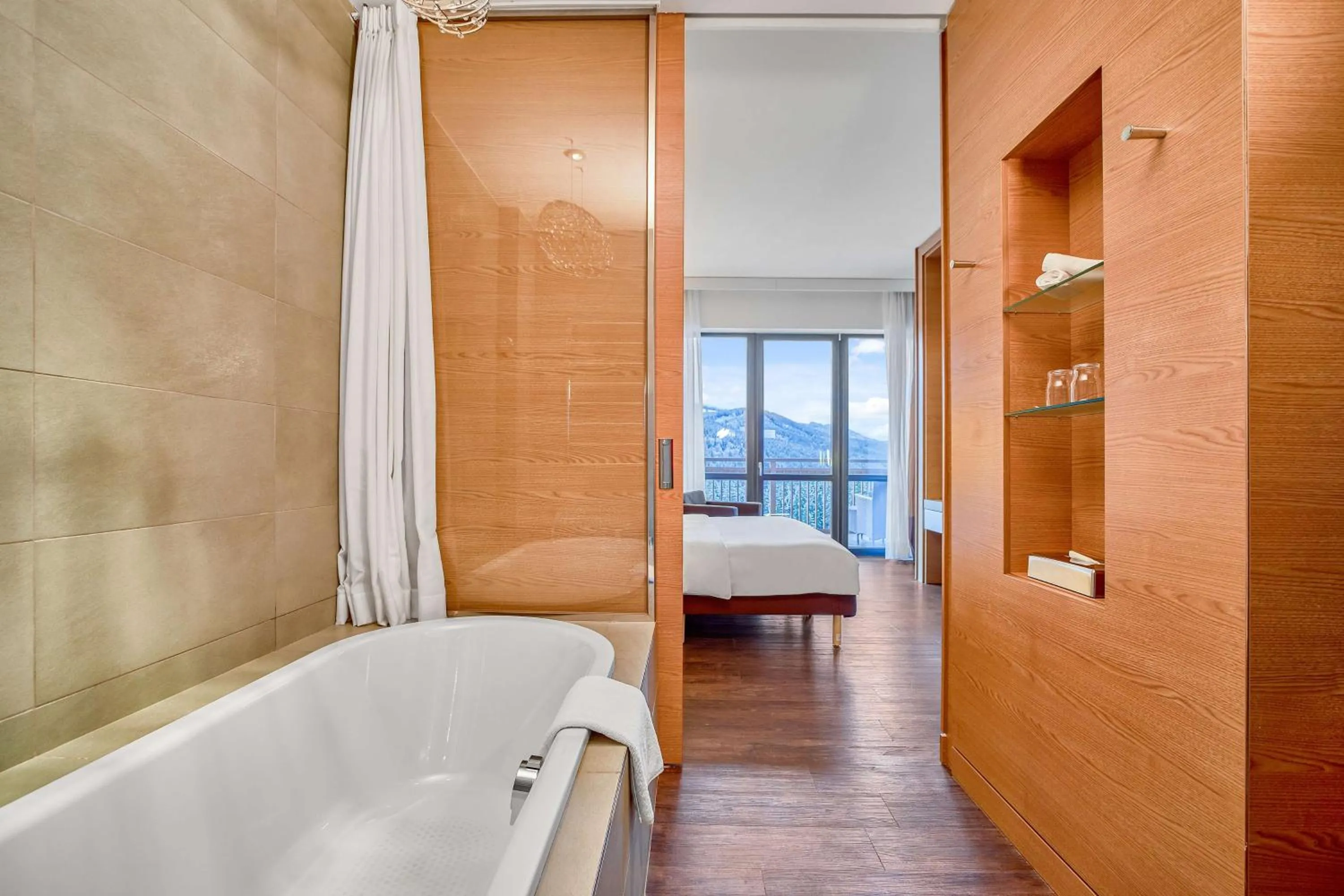 Bathroom, Bed in Radisson Blu Resort Bukovel