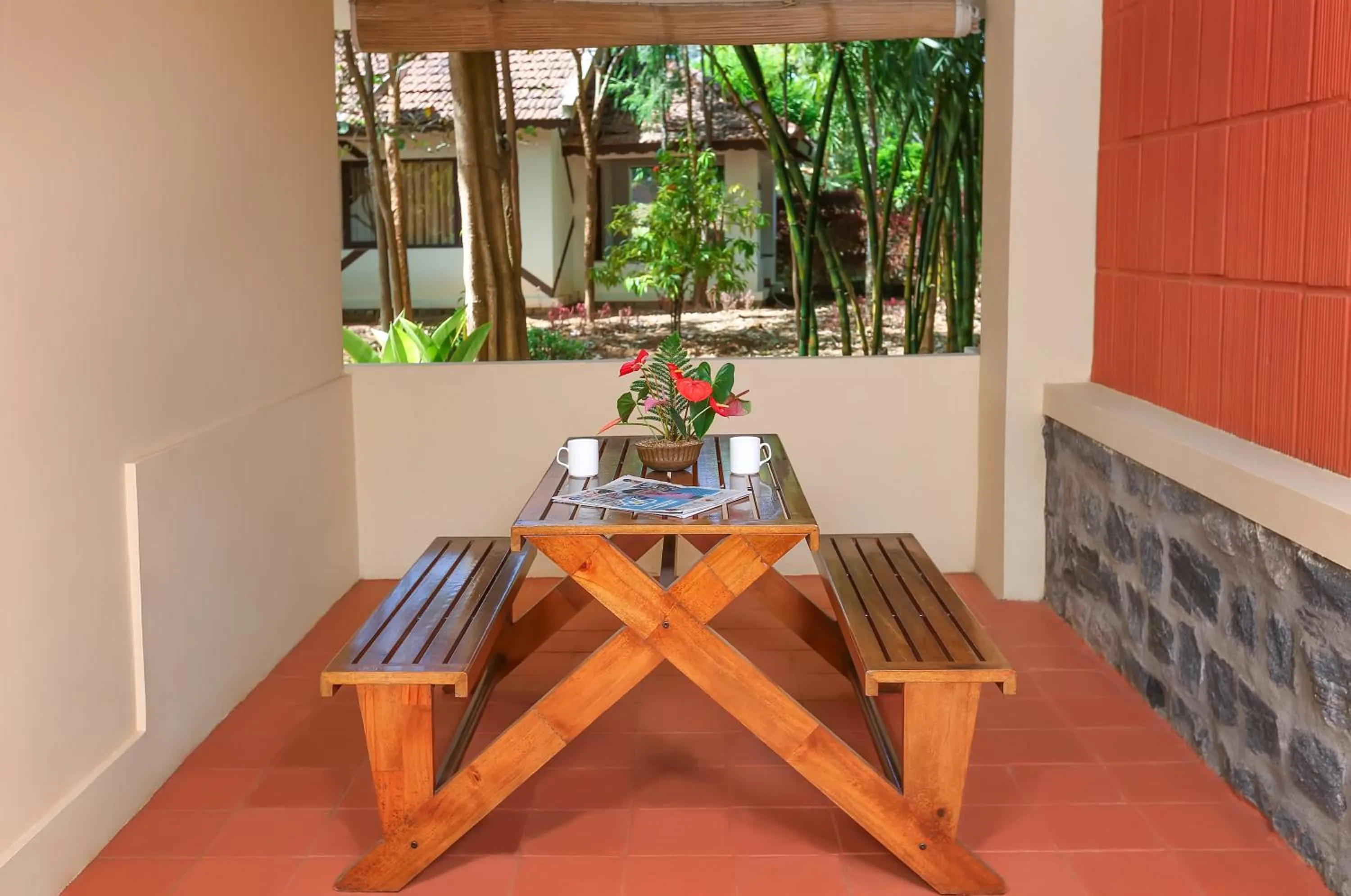 Seating area in Kadkani River Resort Coorg