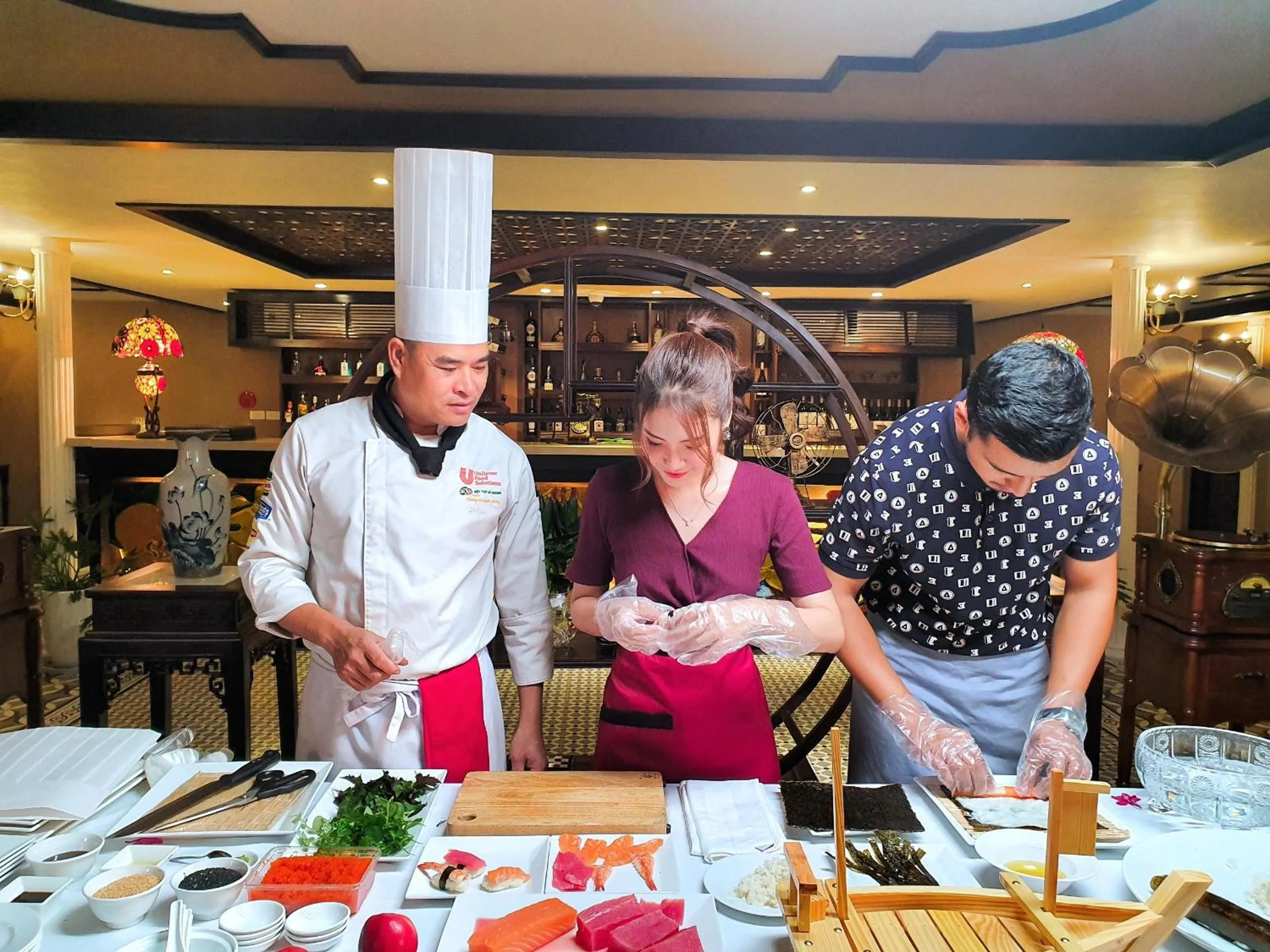 Dining area in Indochine Cruise Lan Ha Bay