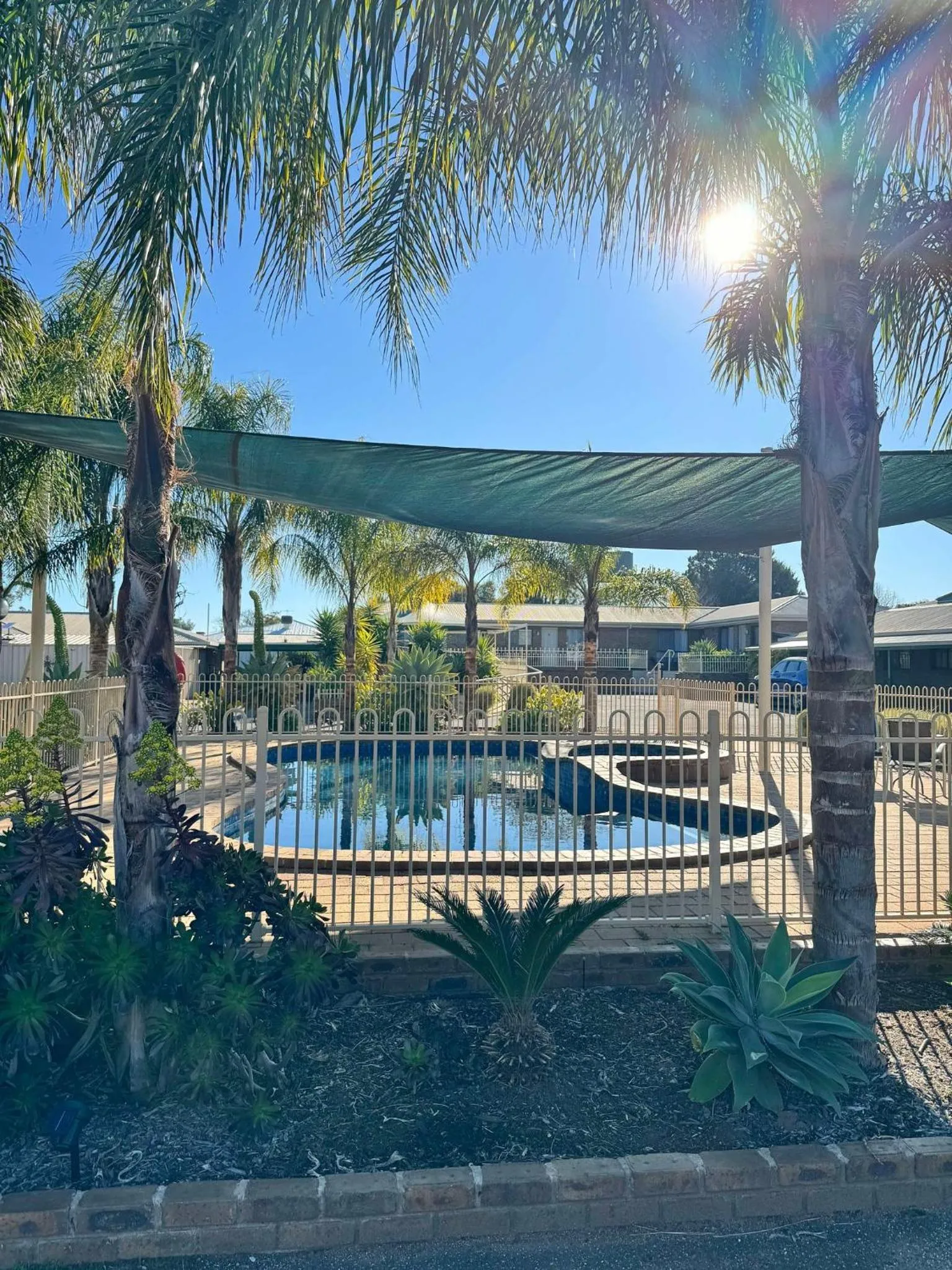 Pool view in Tooleybuc Motel