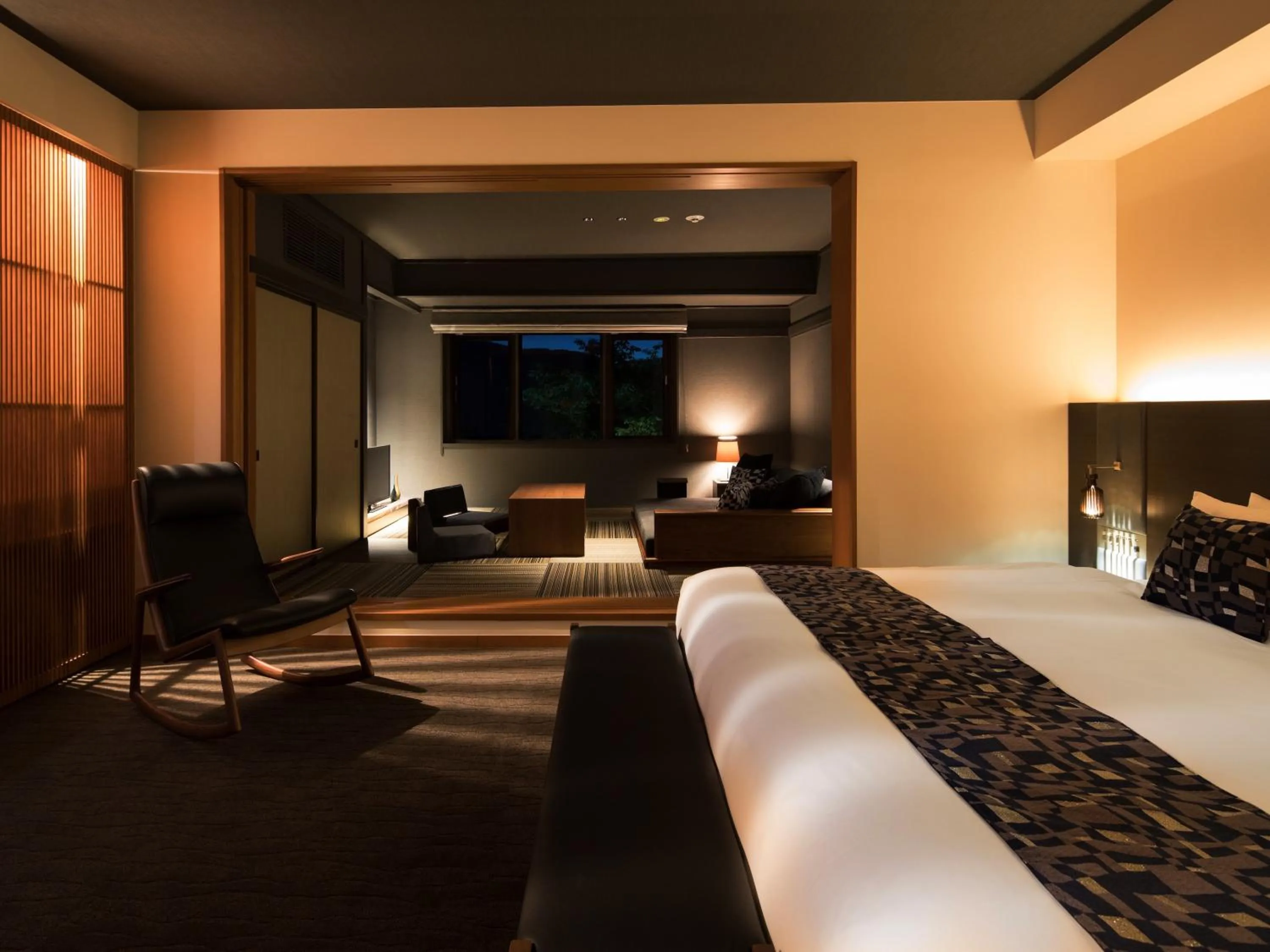 Bed in barhotel Hakone Kazan