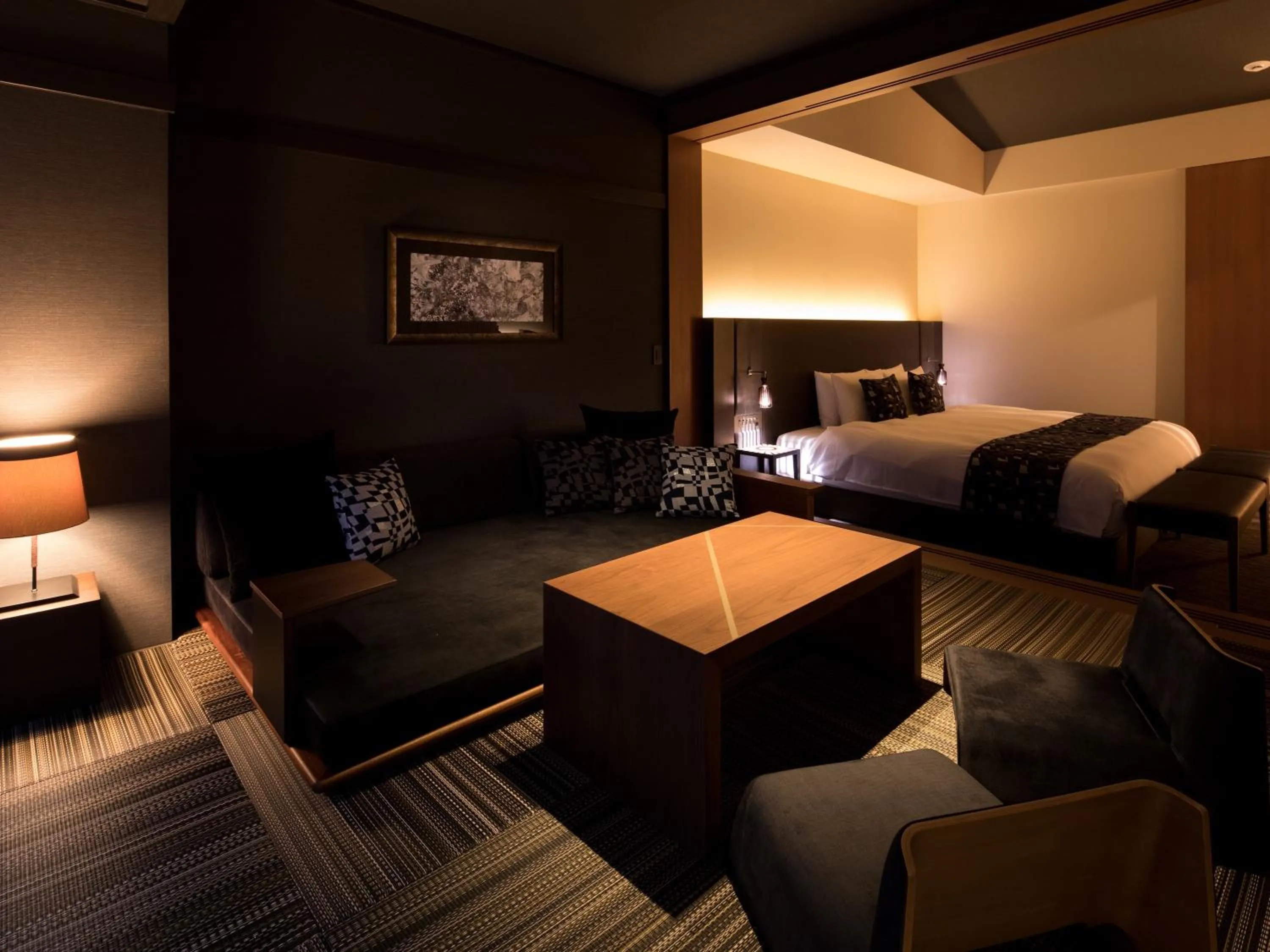 Bed in barhotel Hakone Kazan