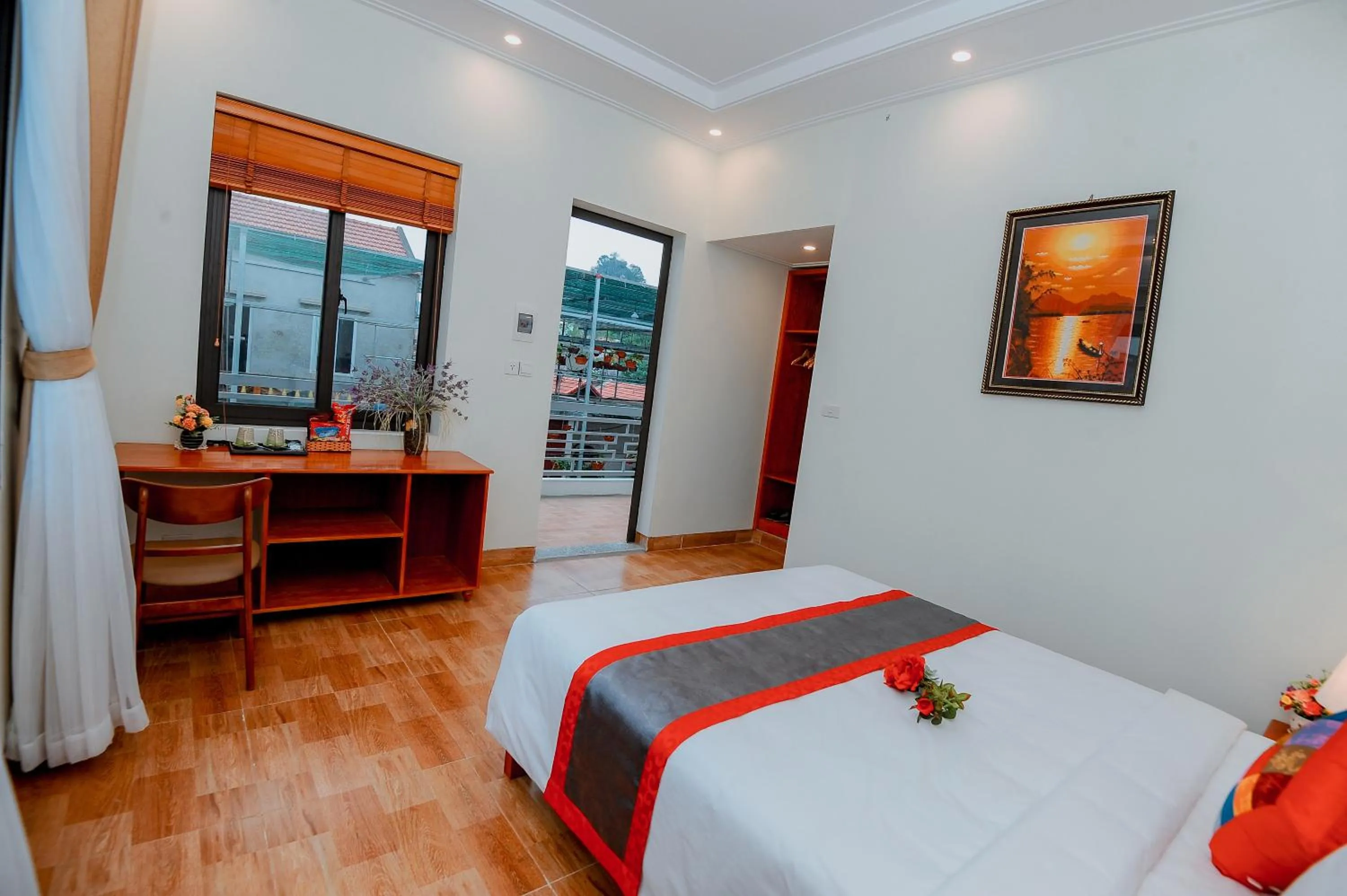 Patio, Bed in Tam Coc Golden Sky Homestay