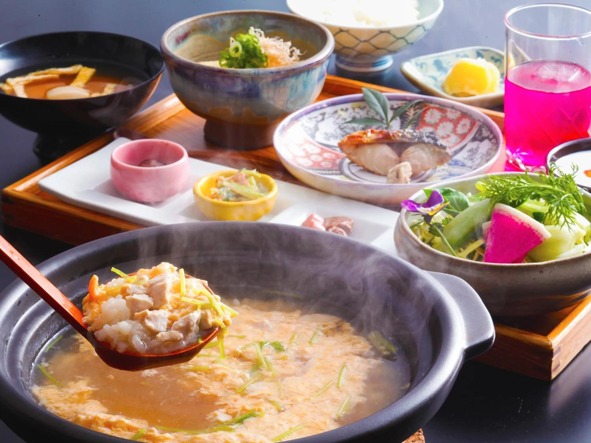 Asian breakfast in Ryokan Chinsen-Rou