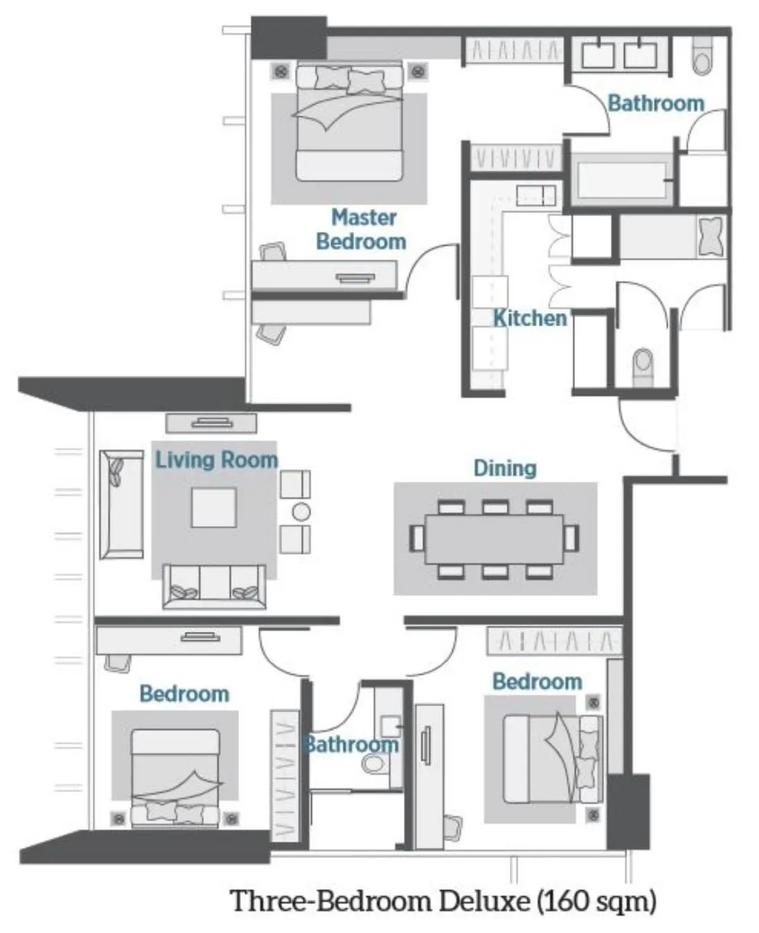 Floor plan in Oakwood Premier Cozmo Jakarta