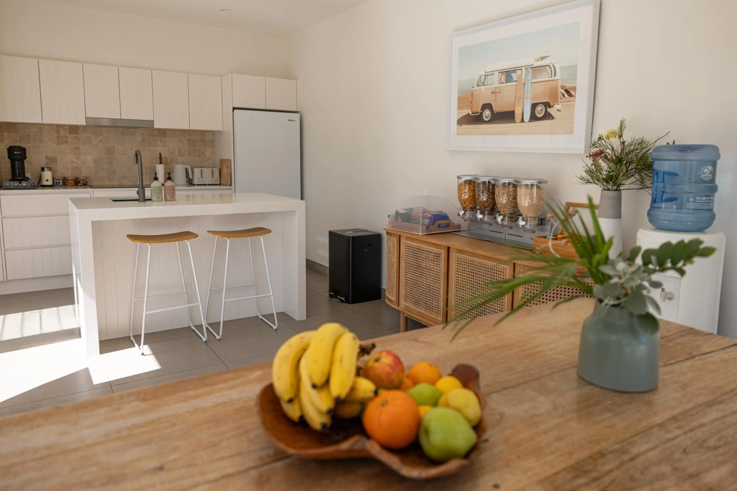 Communal kitchen in Aloha Byron Bay