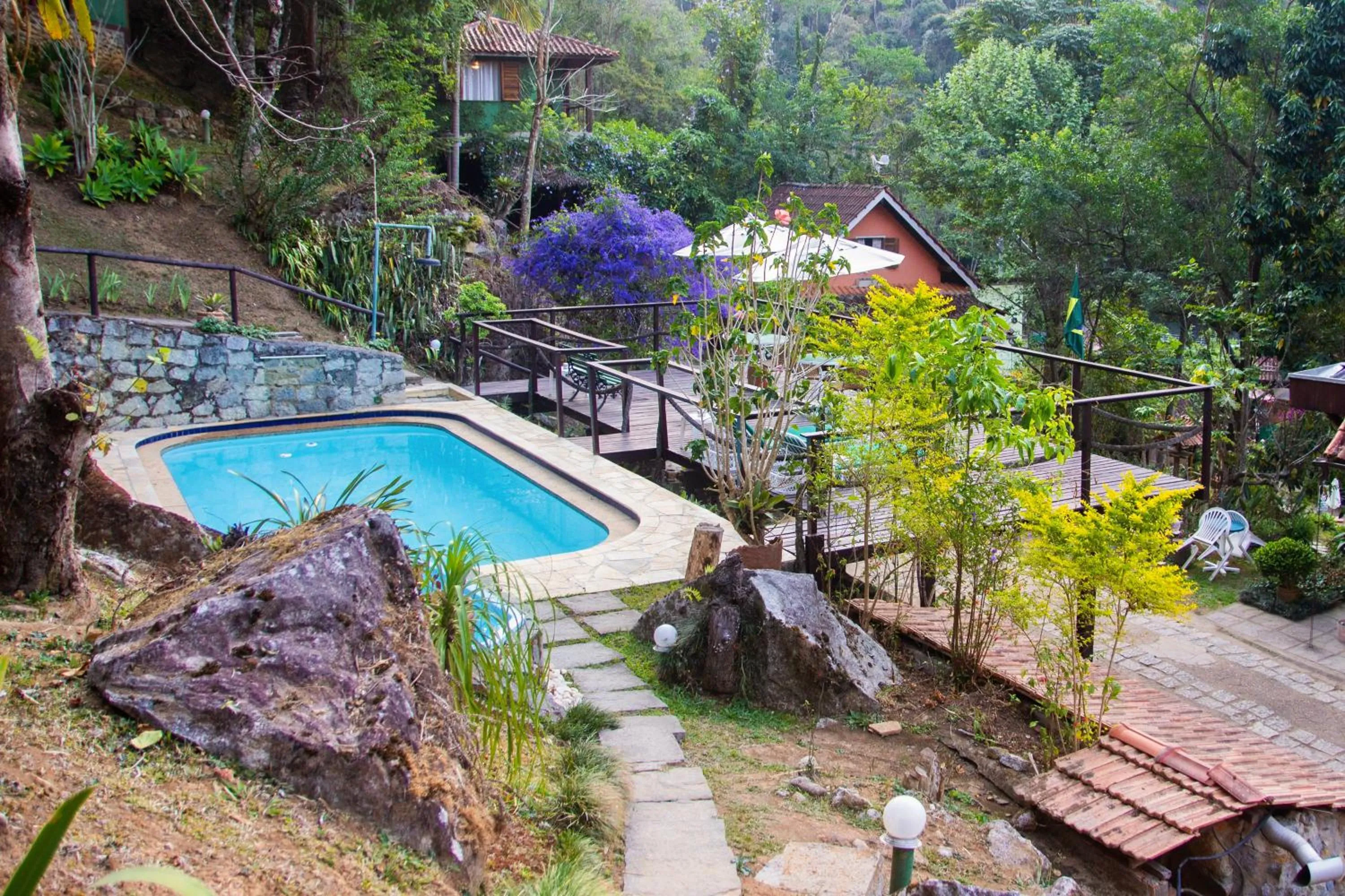 Pool view in Pousada Moriá