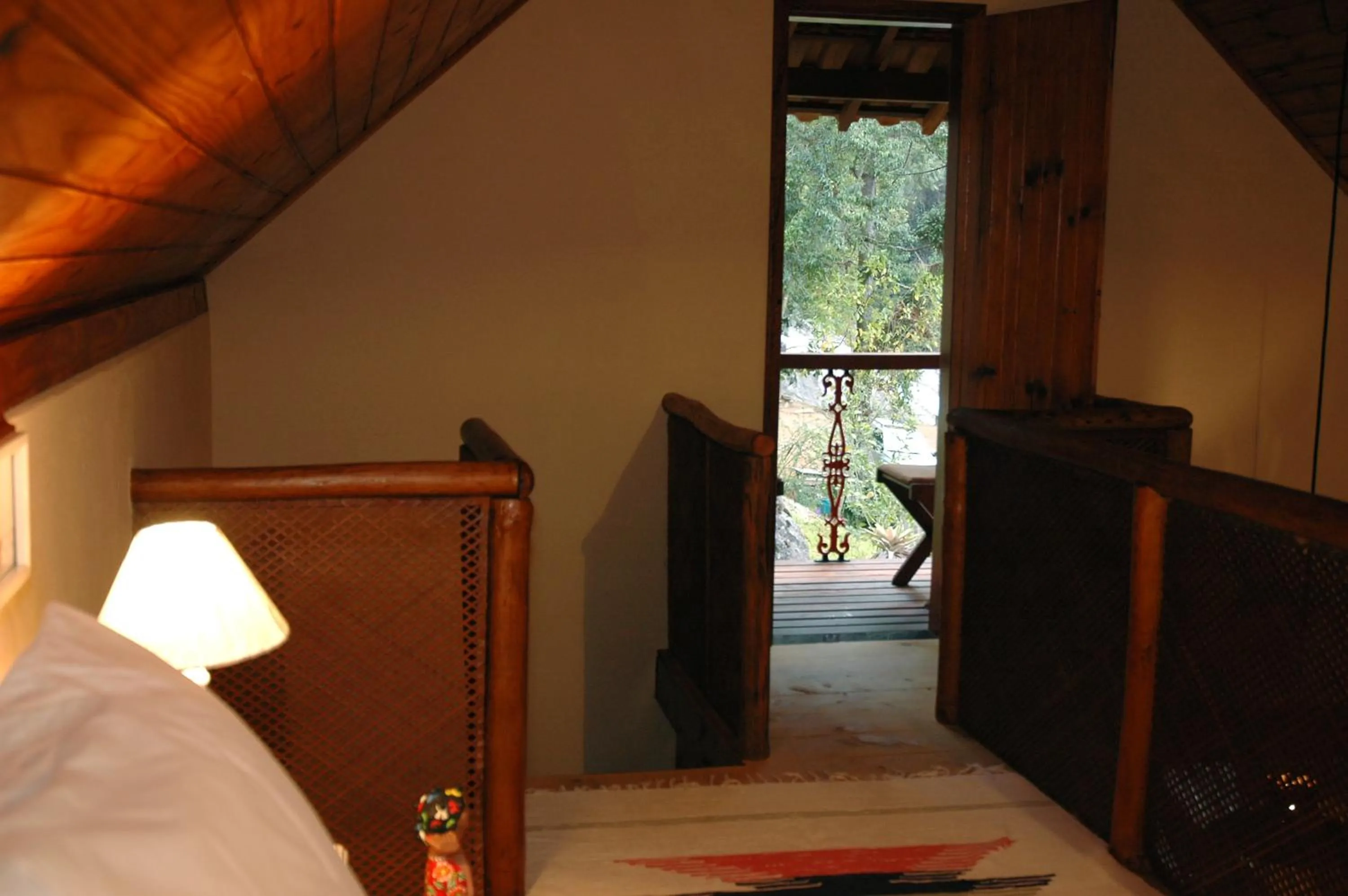 Balcony/Terrace, Bed in Pousada Moriá