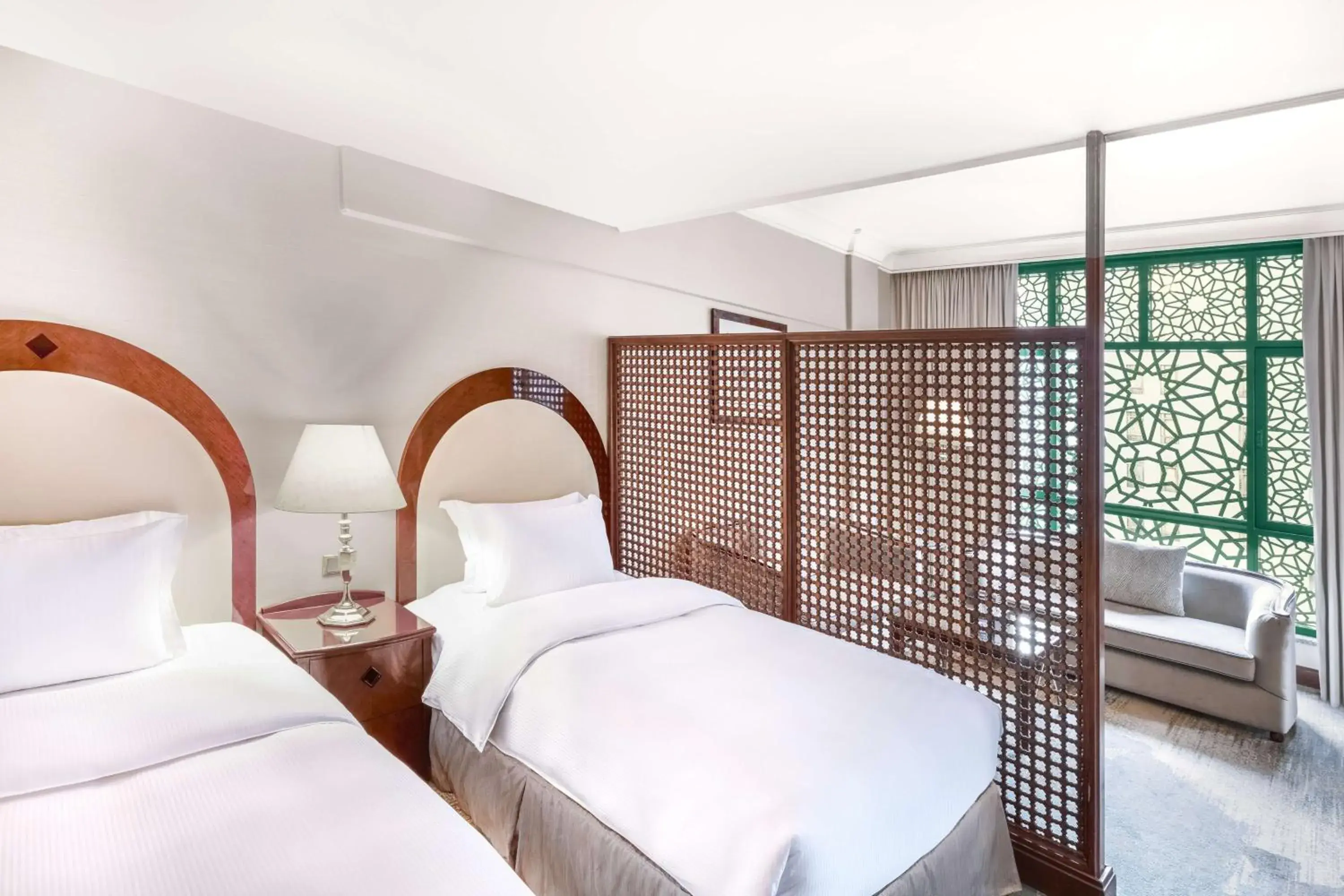 View (from property/room), Bed in Madinah Hilton Hotel View (from property/room), Bed in Madinah Hilton Hotel