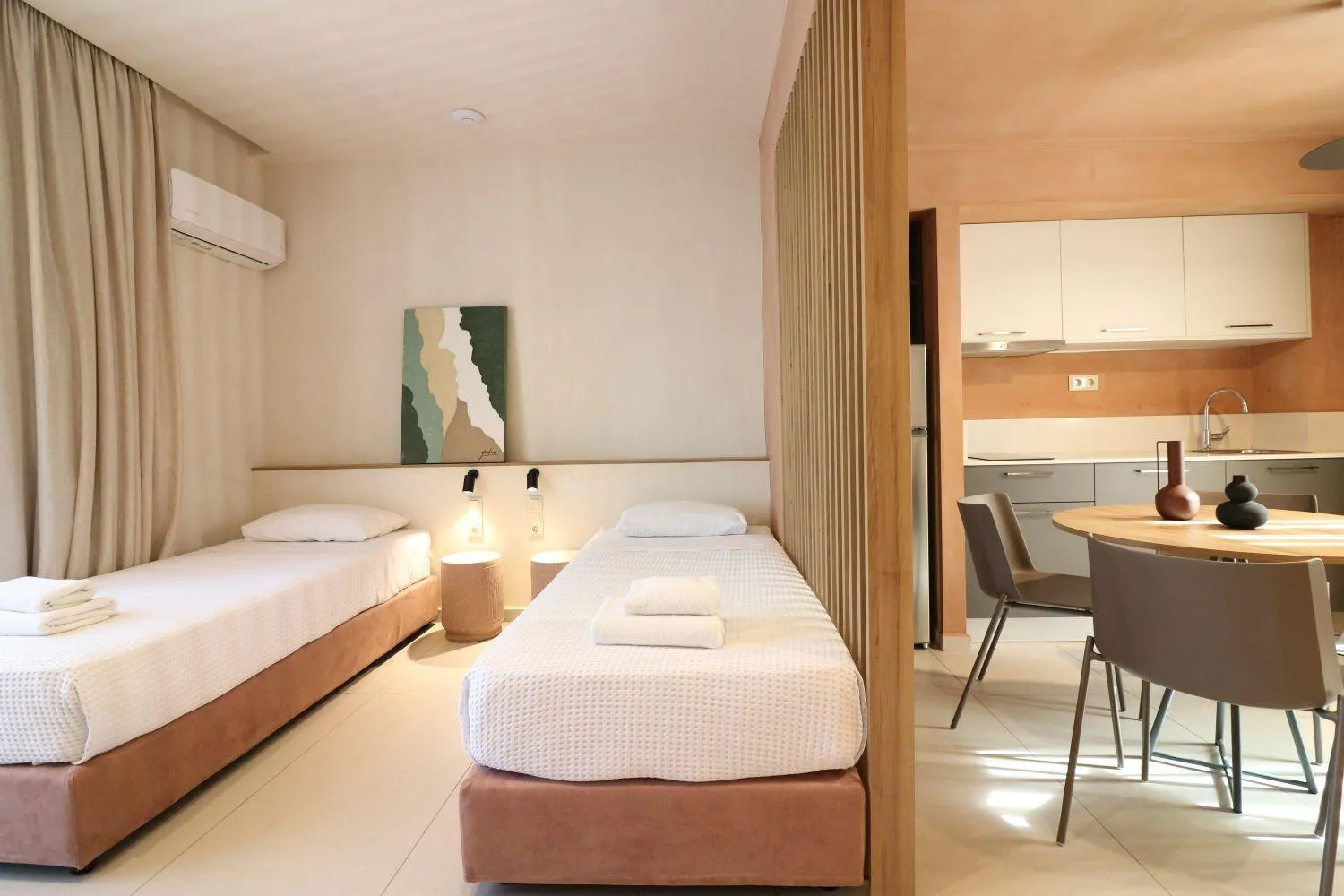 Bed in Philoxenia Apartments