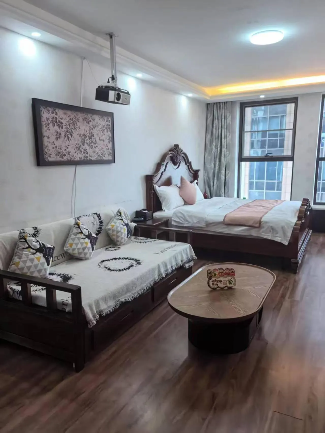 Living room, Bed in Yise Apartment Beijing Guomao CBD Branch