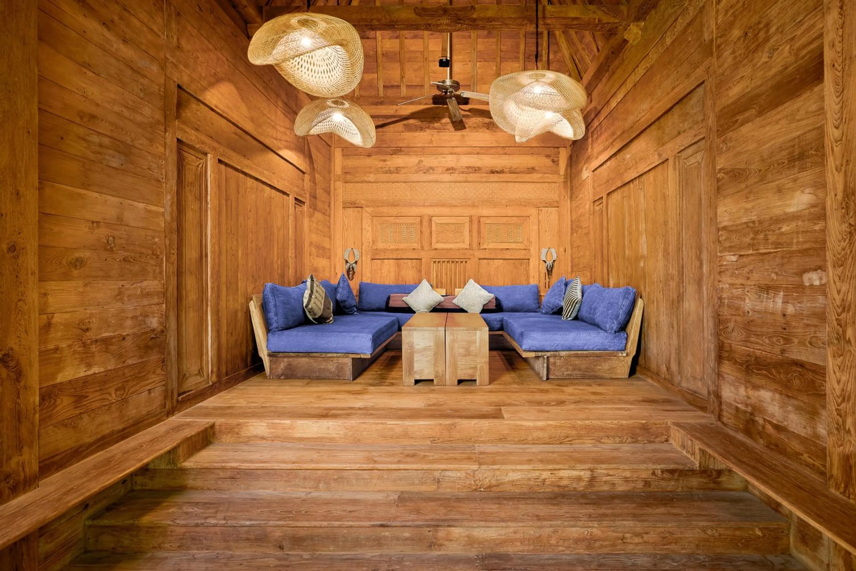 Seating area in Blue Karma Village