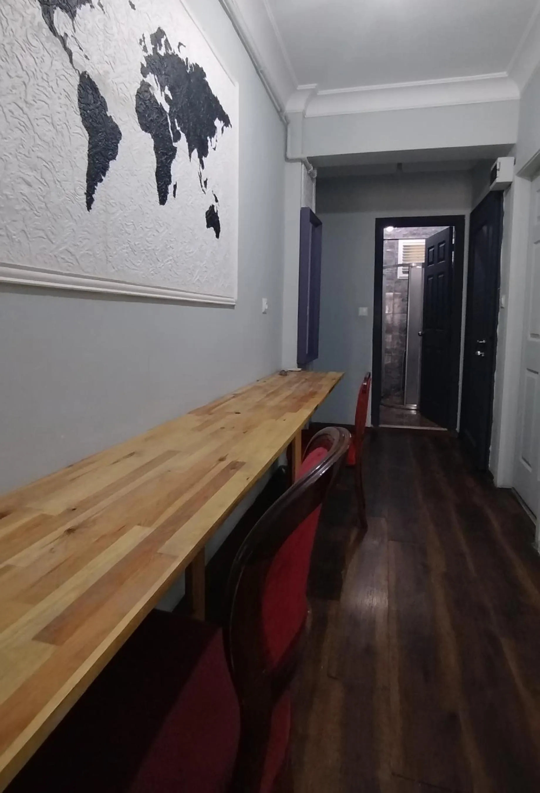 Seating area in ivy hostel cafe