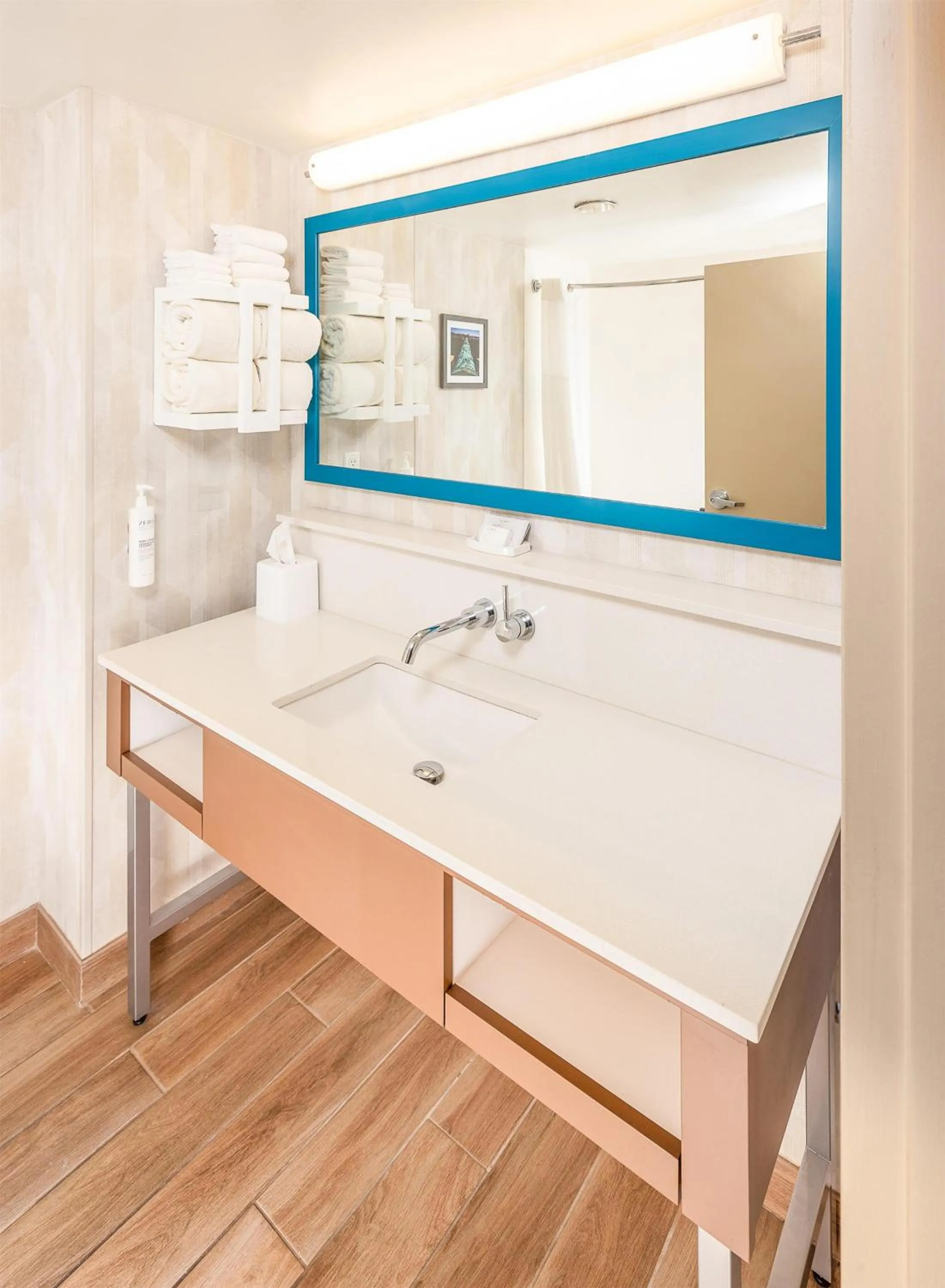 Bathroom, Bed in Hampton Inn & Suites St. Augustine-Vilano Beach